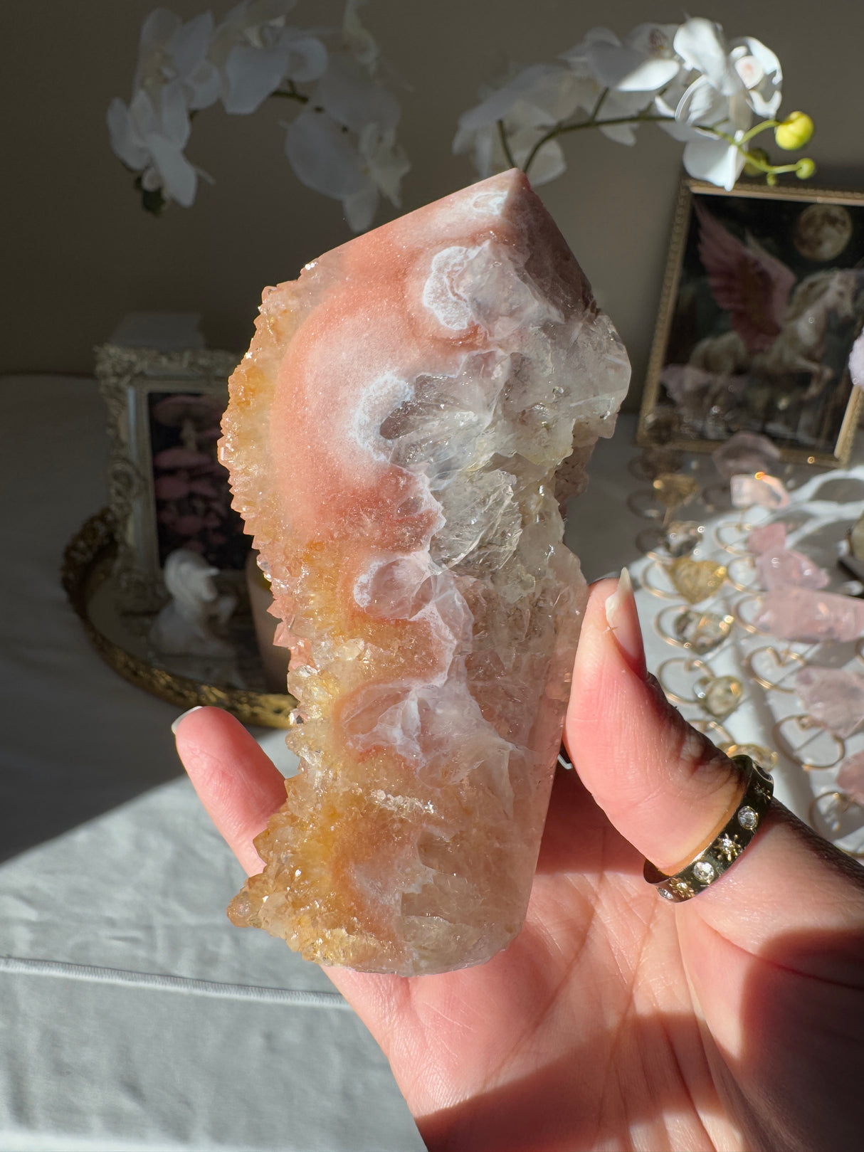 Peachy Pink Amethyst Tower