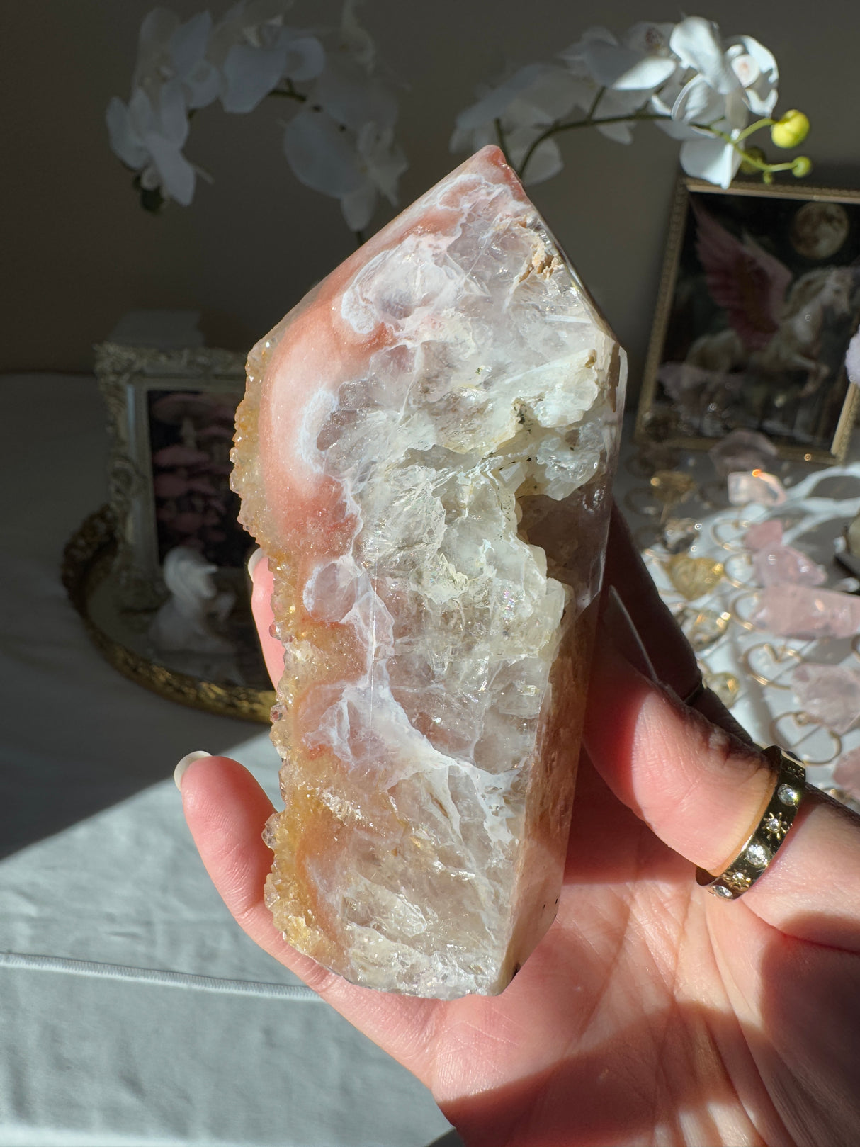 Peachy Pink Amethyst Tower