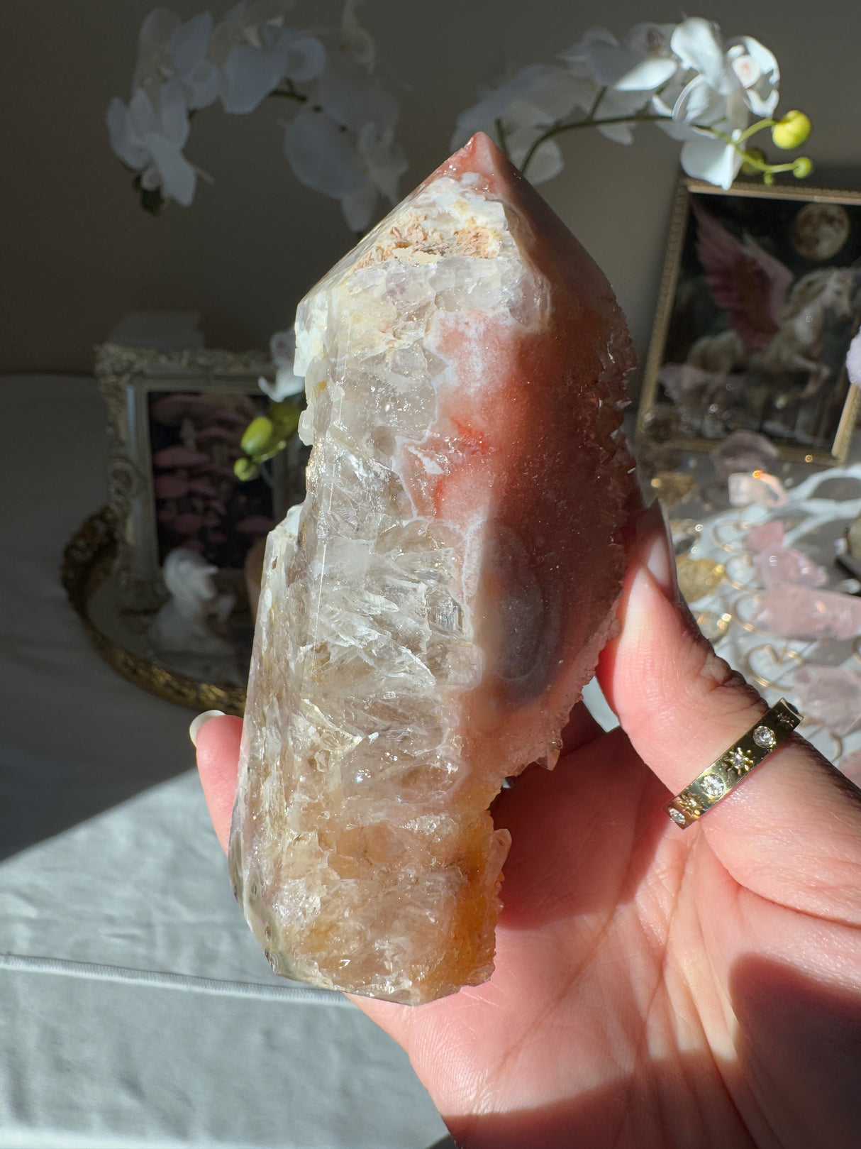 Peachy Pink Amethyst Tower