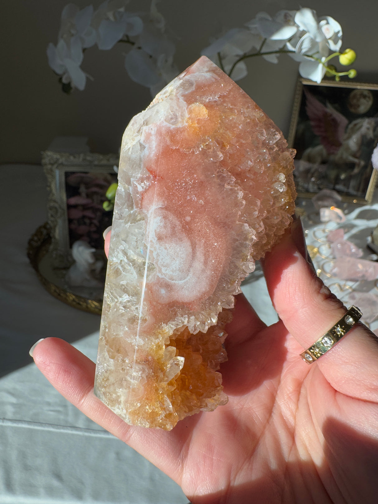 Peachy Pink Amethyst Tower