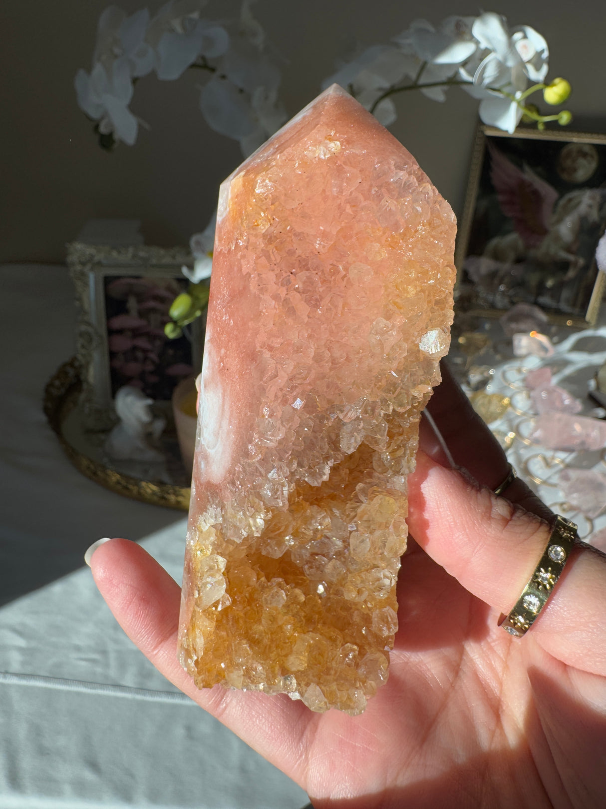 Peachy Pink Amethyst Tower