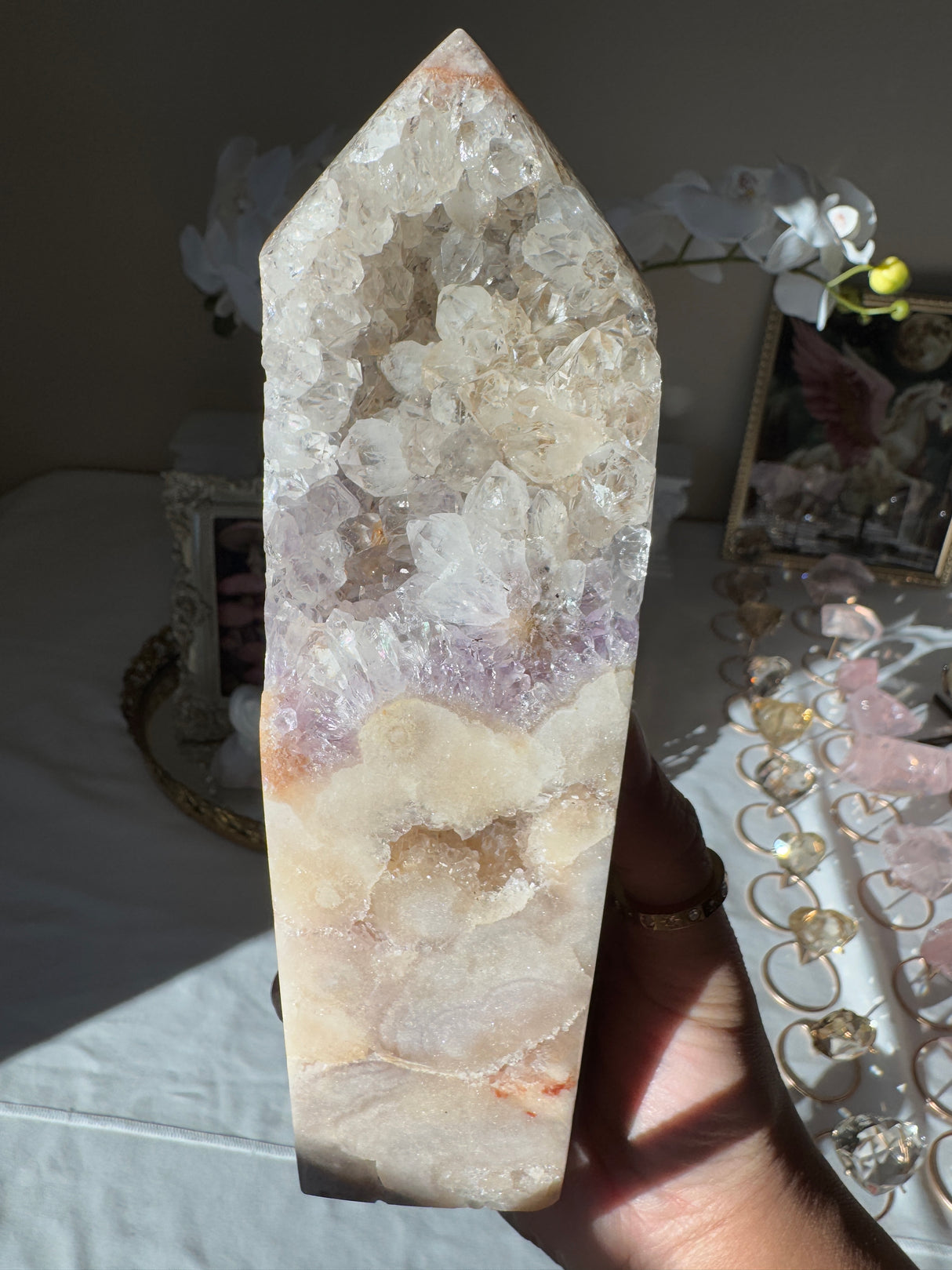 Large Pink Amethyst Tower