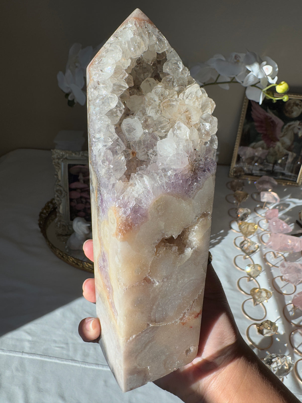 Large Pink Amethyst Tower