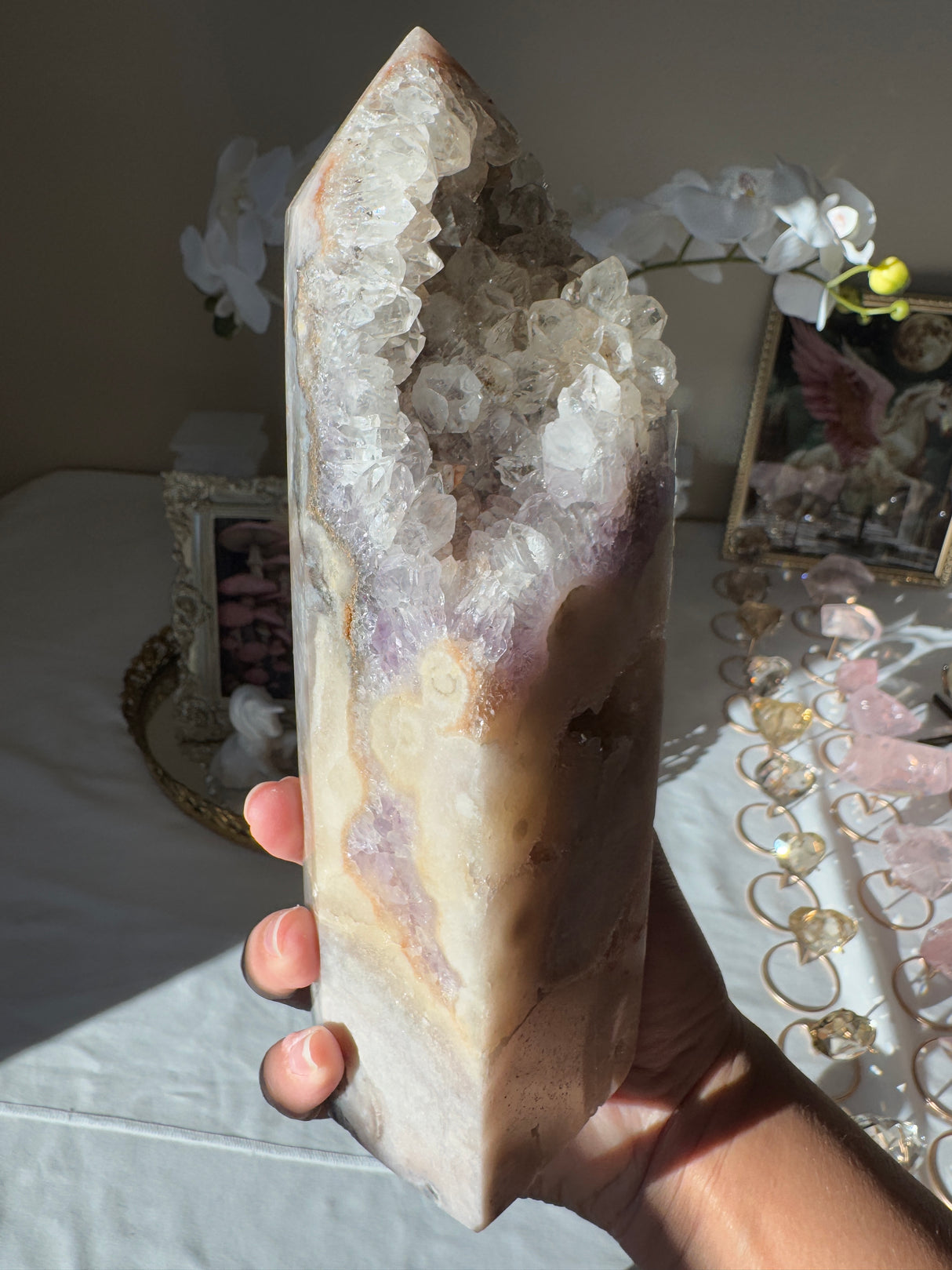 Large Pink Amethyst Tower