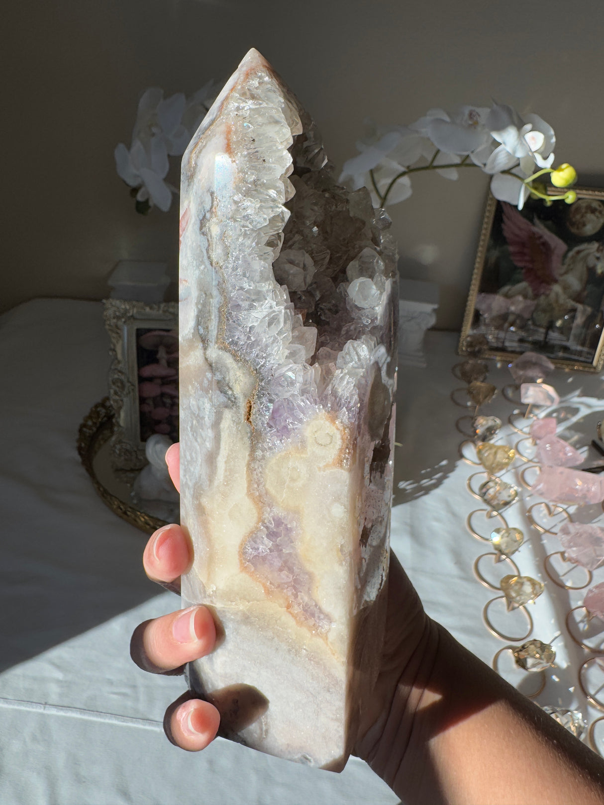 Large Pink Amethyst Tower