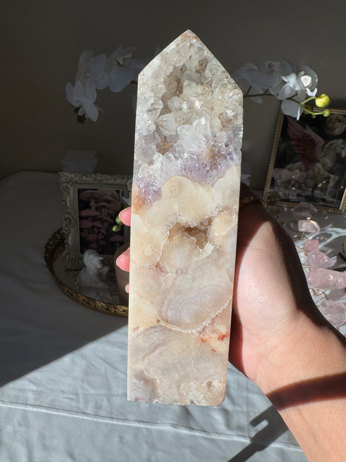 Large Pink Amethyst Tower