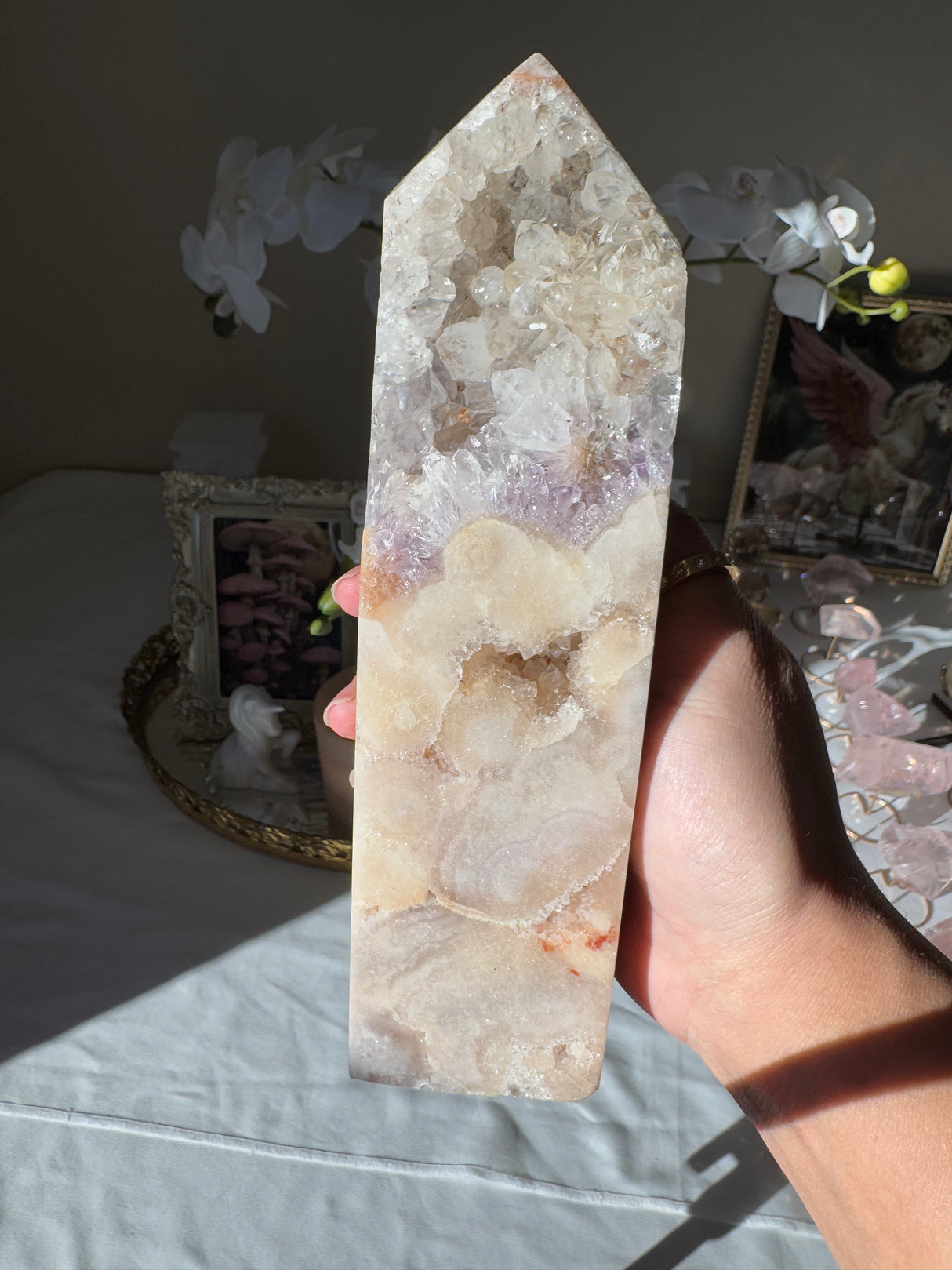 Large Pink Amethyst Tower