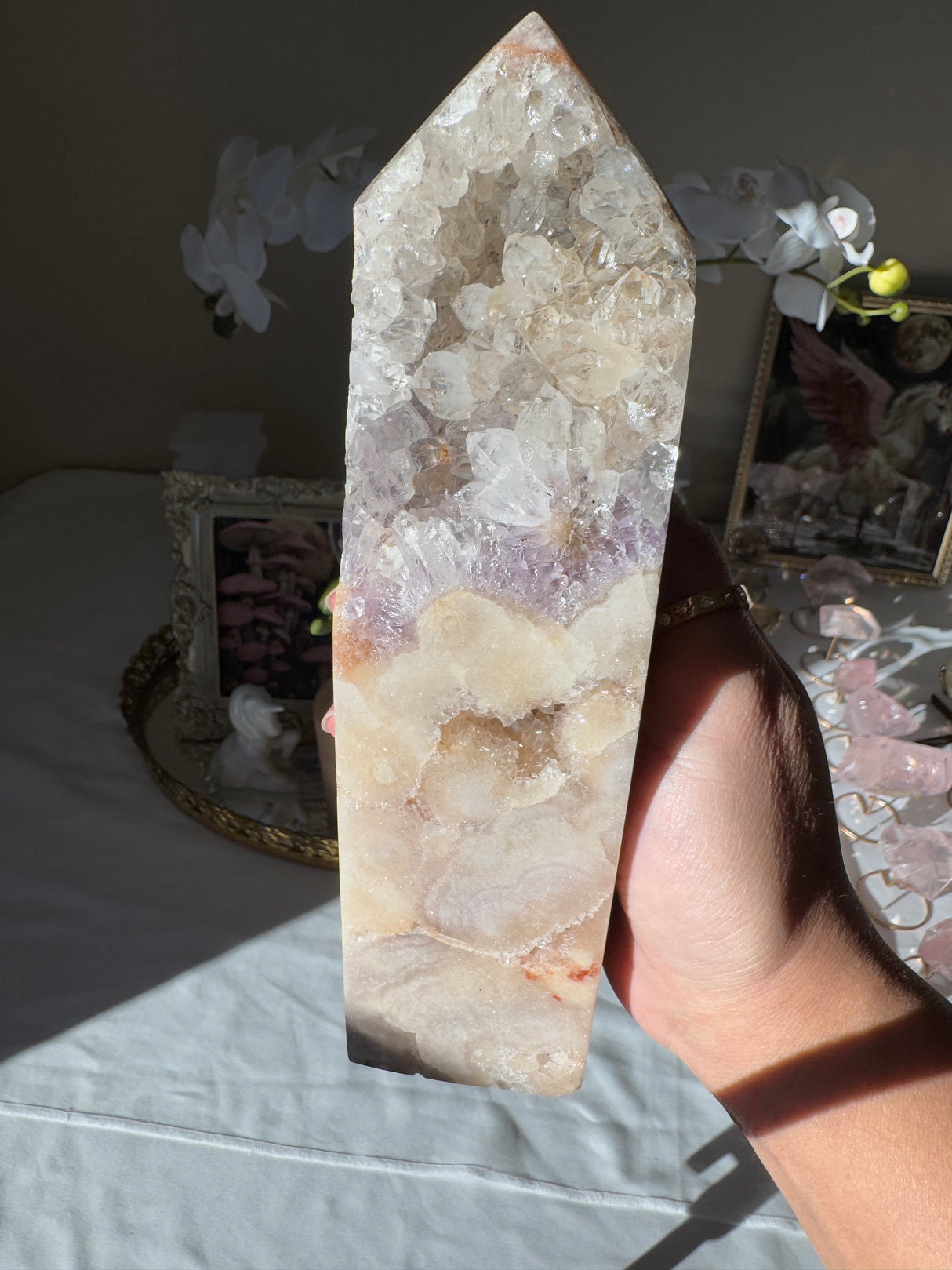 Large Pink Amethyst Tower