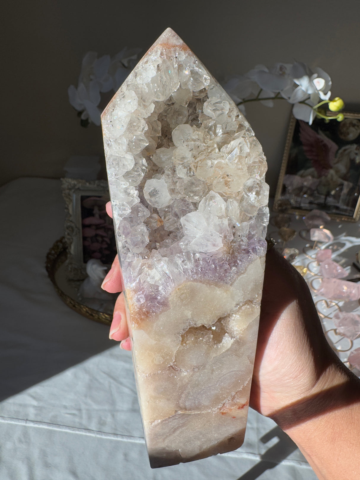 Large Pink Amethyst Tower