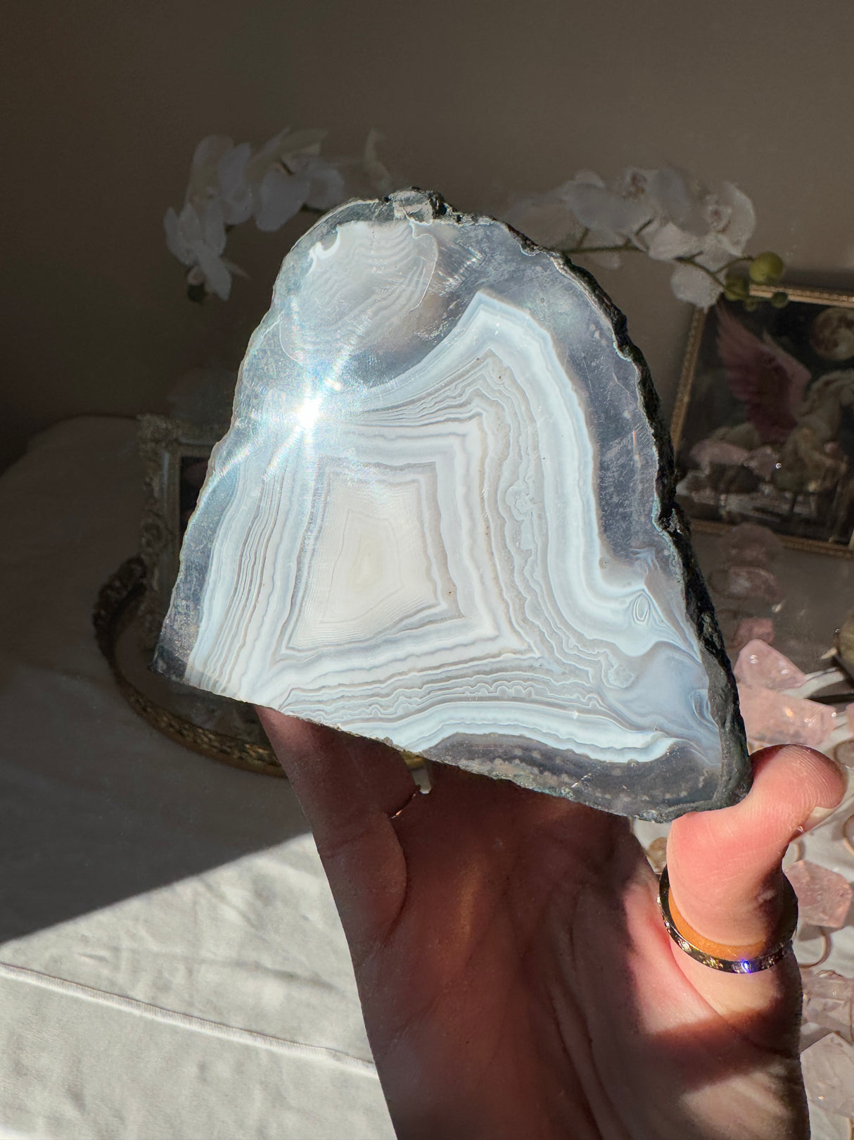 Blue Agate Cut Base