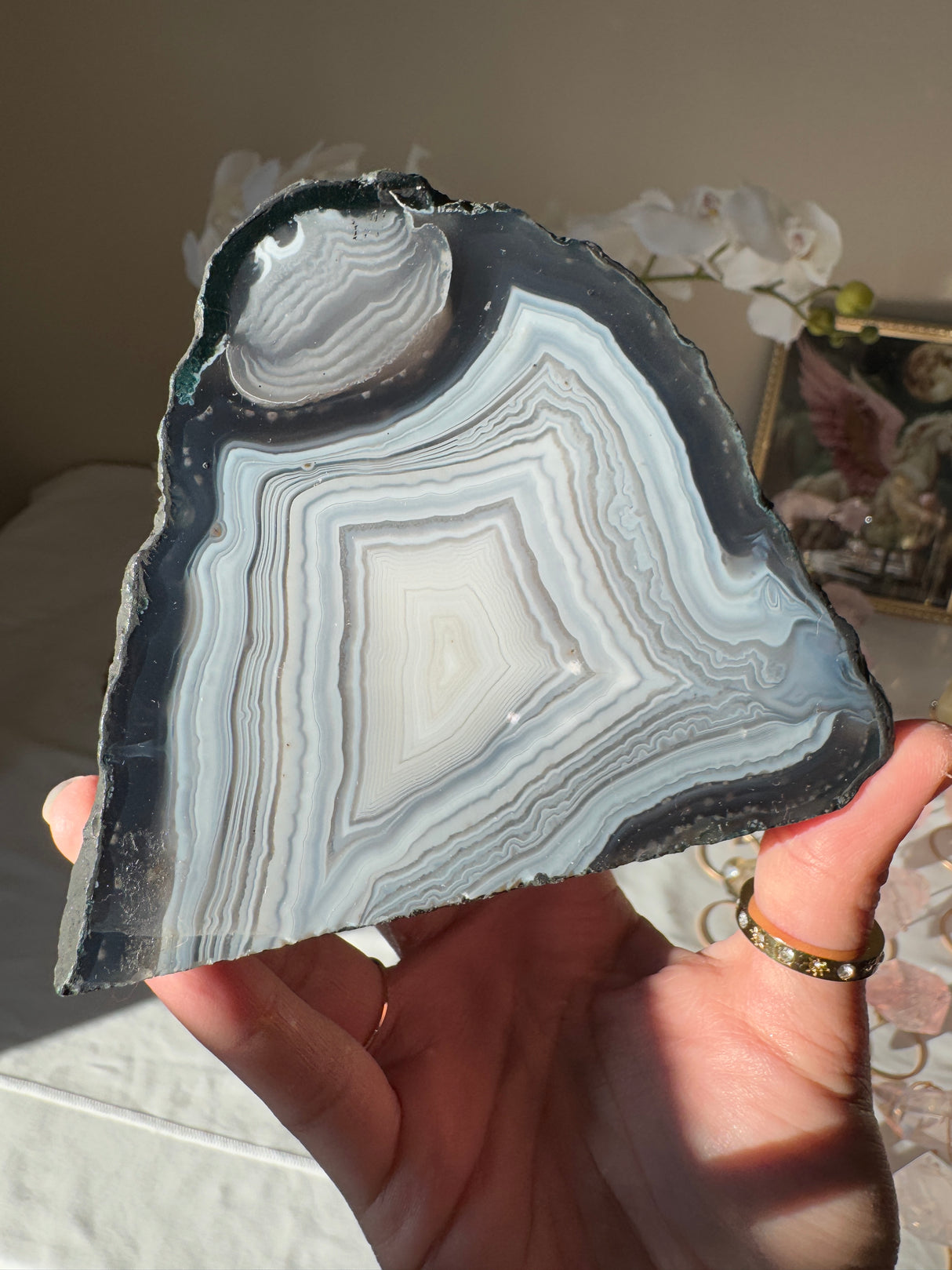 Blue Agate Cut Base