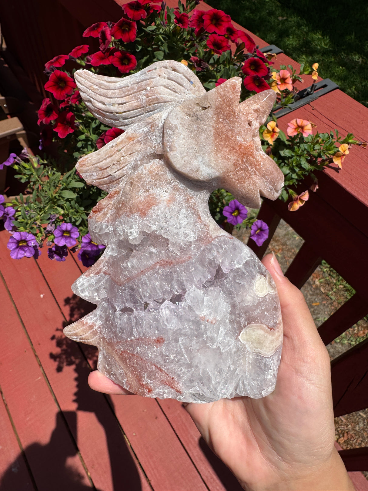 Druzy Pink Amethyst Unicorn with Light Amethyst