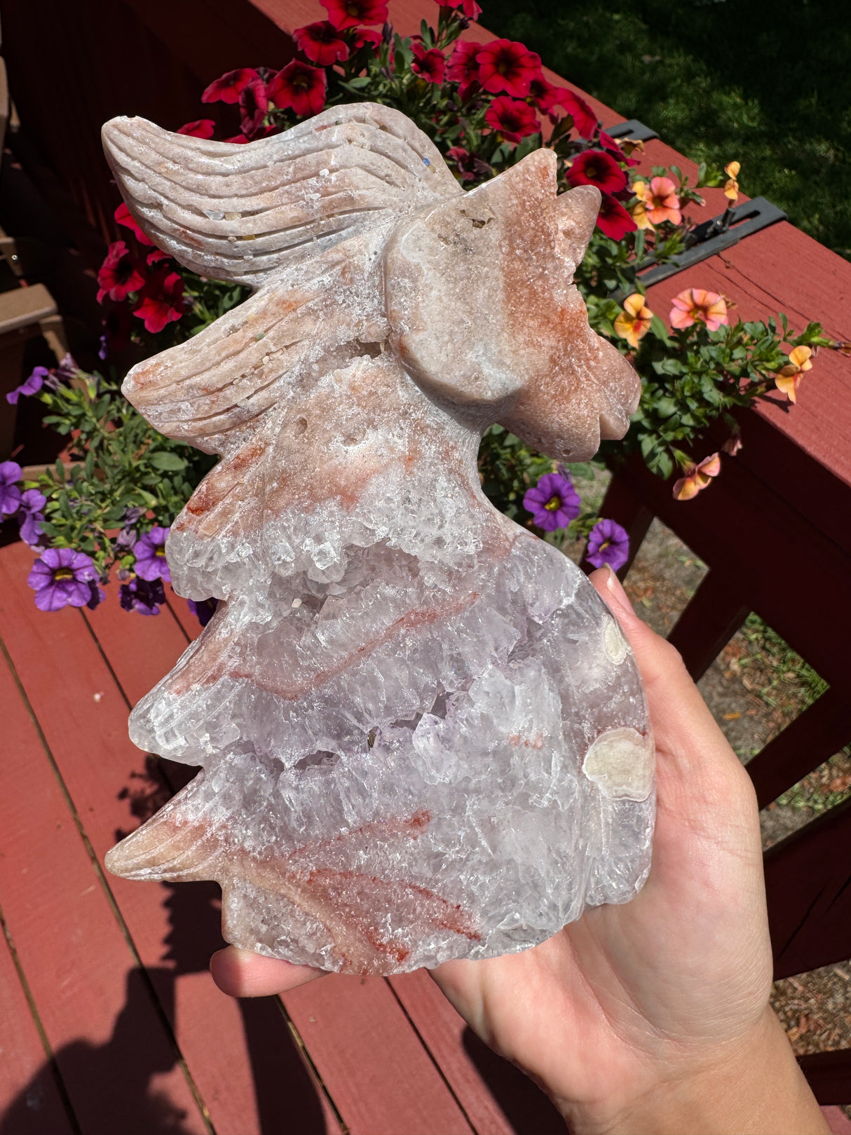 Druzy Pink Amethyst Unicorn with Light Amethyst