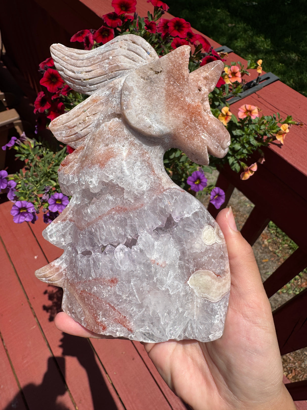 Druzy Pink Amethyst Unicorn with Light Amethyst