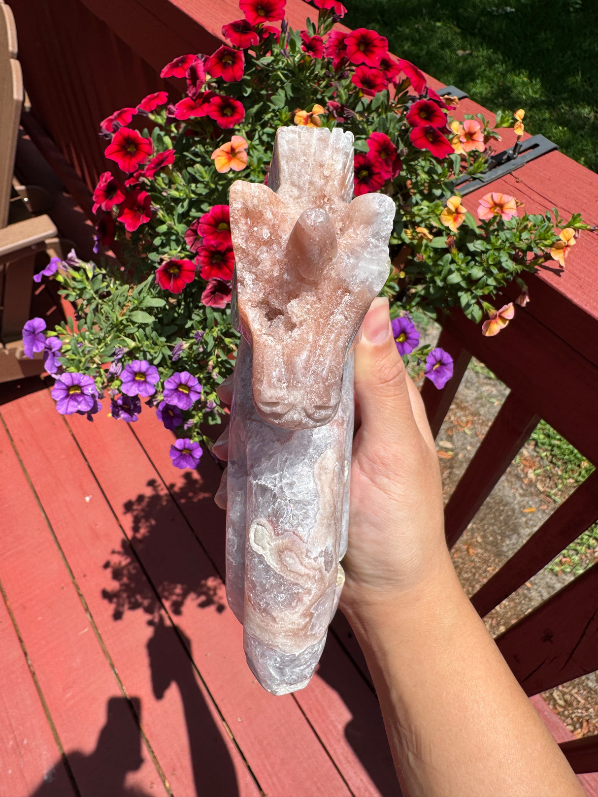 Druzy Pink Amethyst Unicorn with Light Amethyst