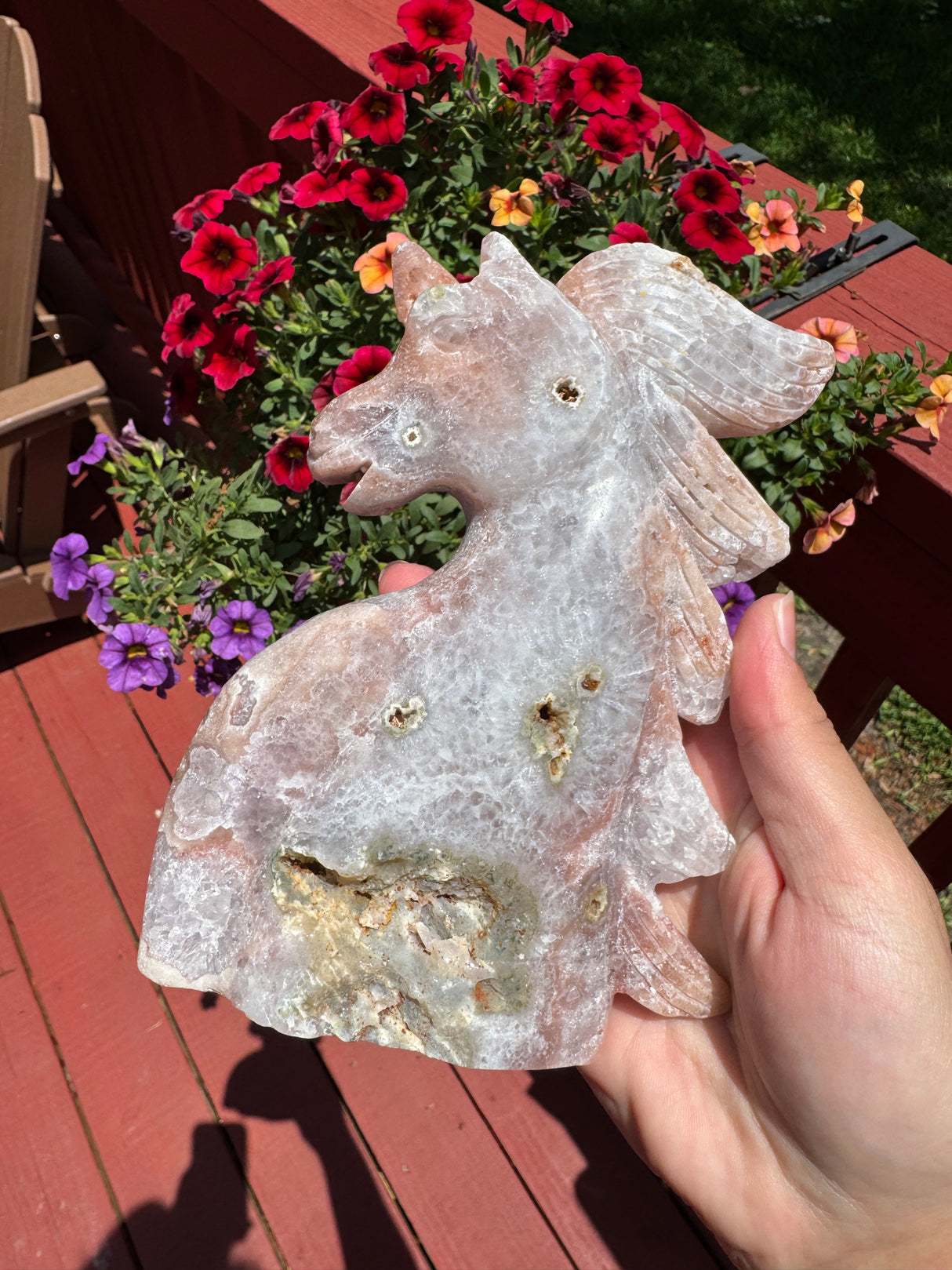 Druzy Pink Amethyst Unicorn with Light Amethyst