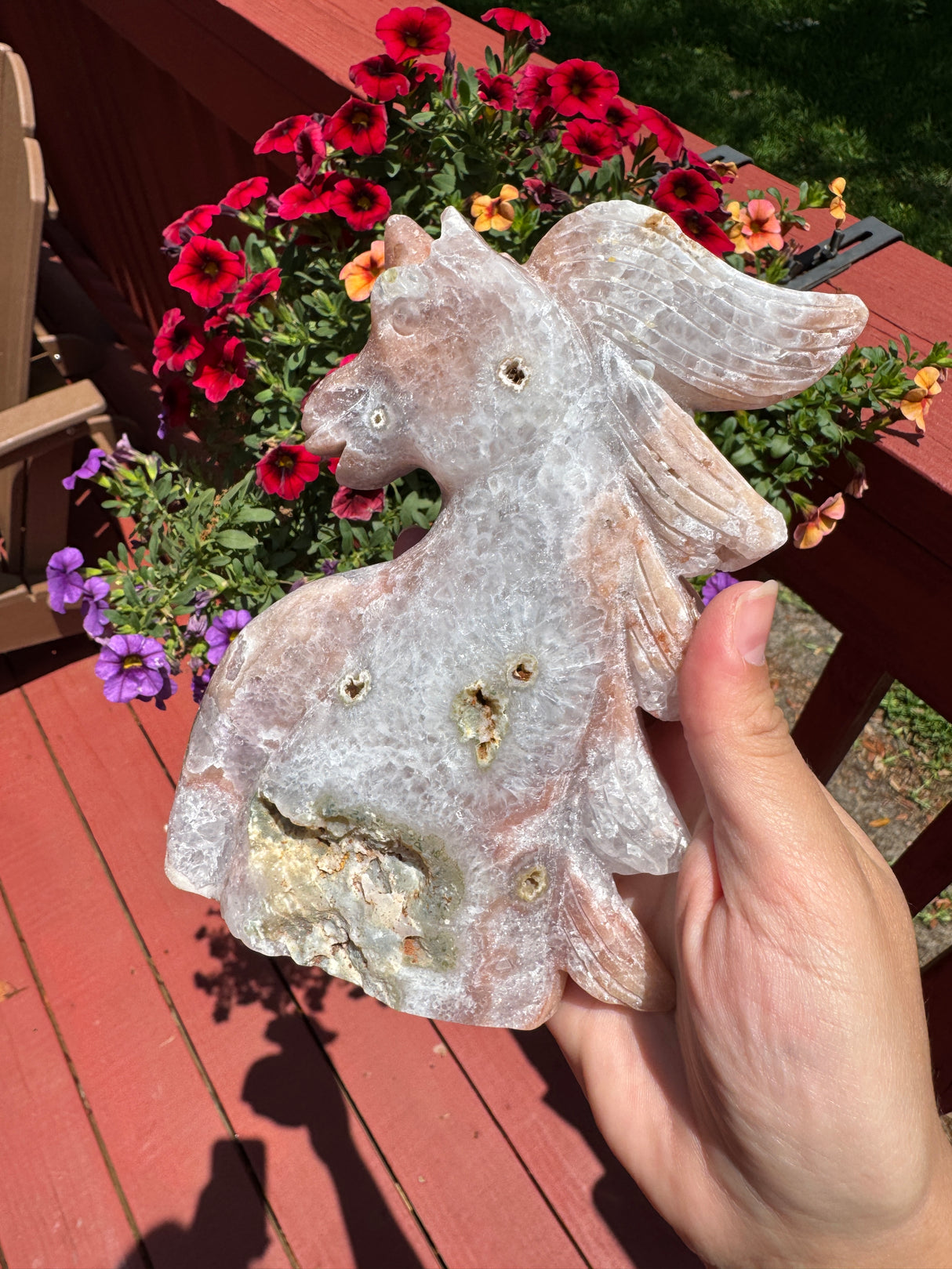 Druzy Pink Amethyst Unicorn with Light Amethyst