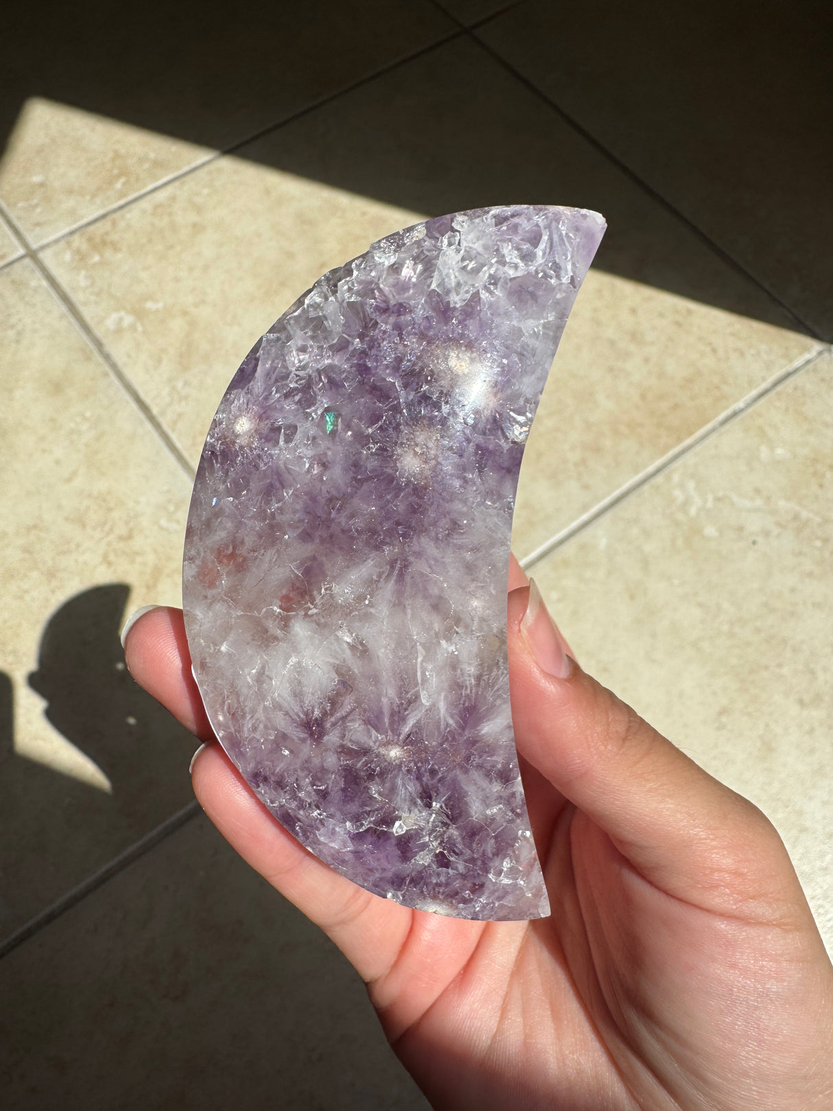 Flower Agate Amethyst Moon