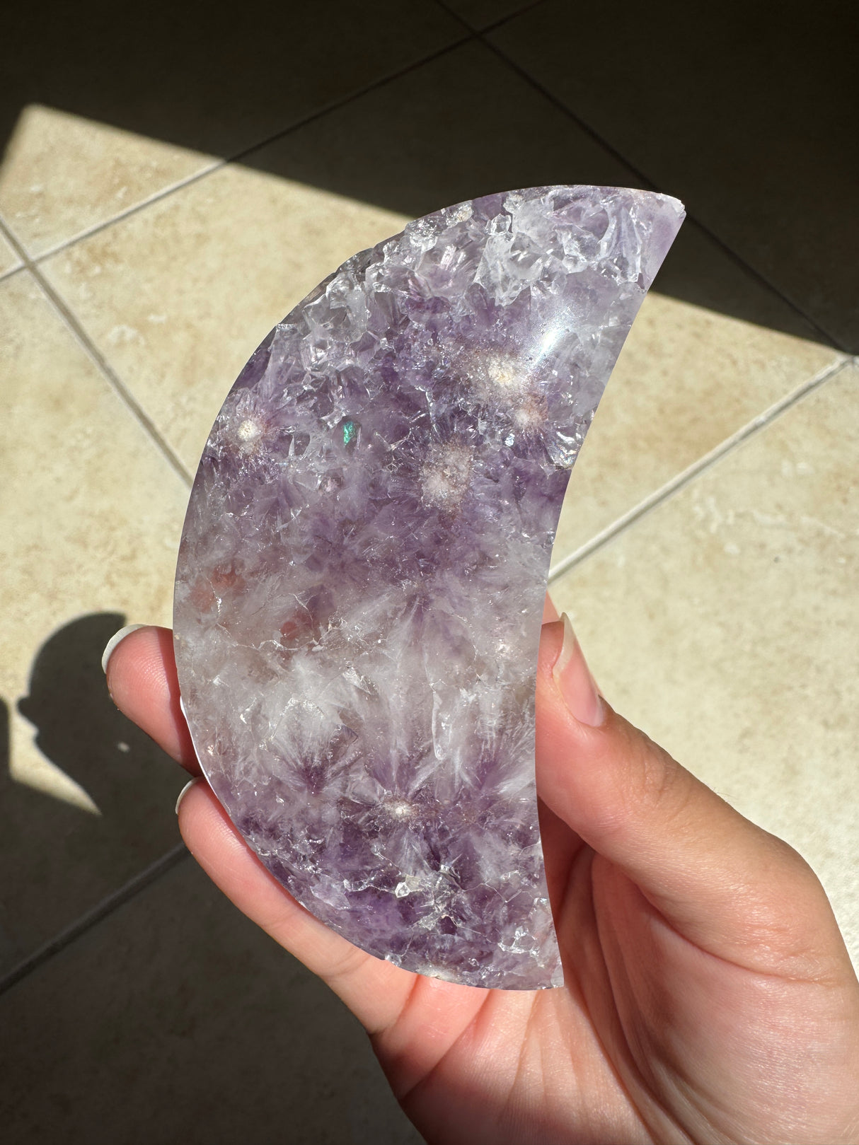 Flower Agate Amethyst Moon