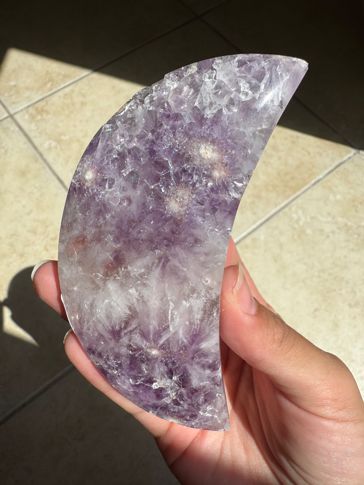 Flower Agate Amethyst Moon