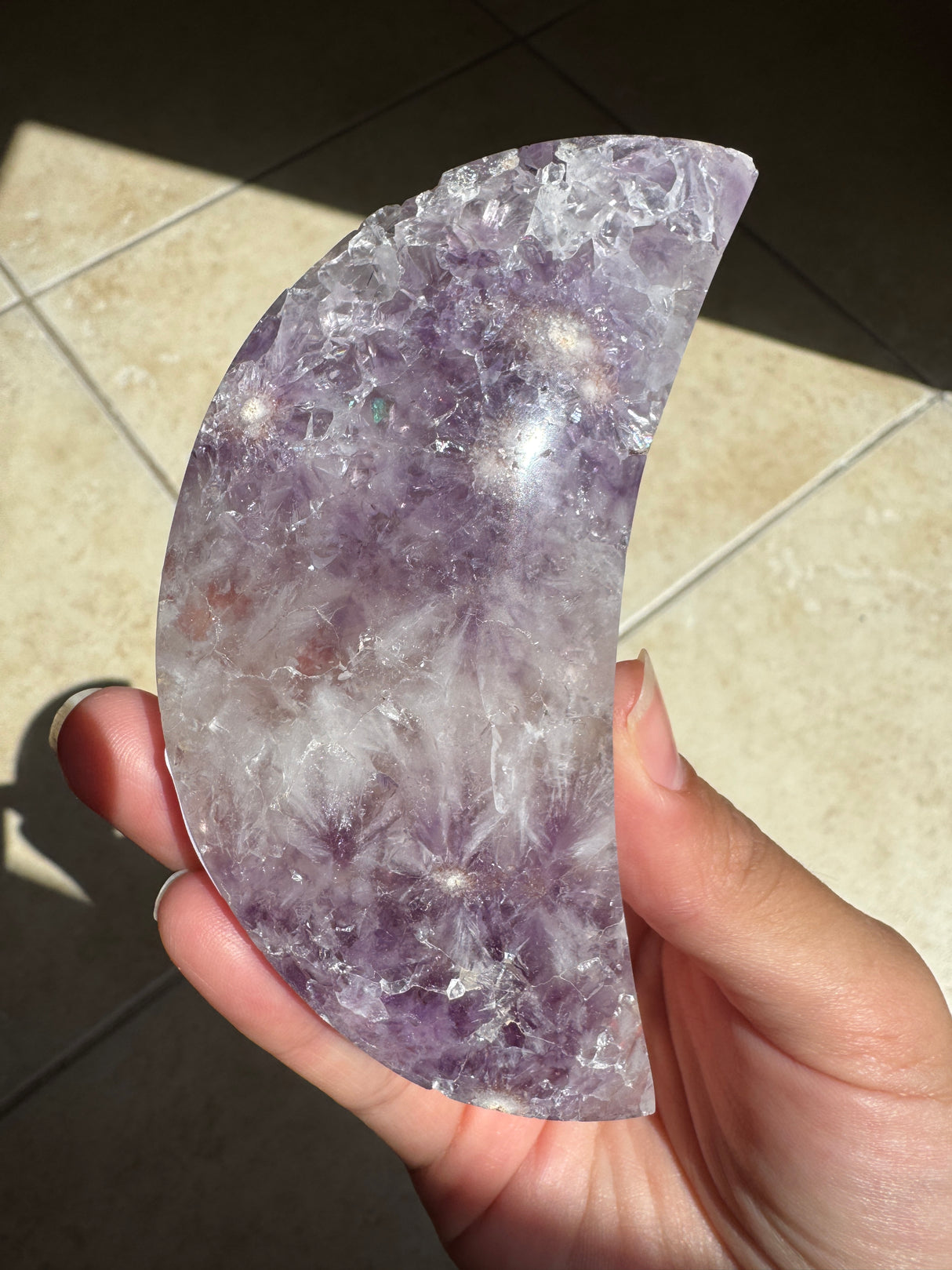 Flower Agate Amethyst Moon