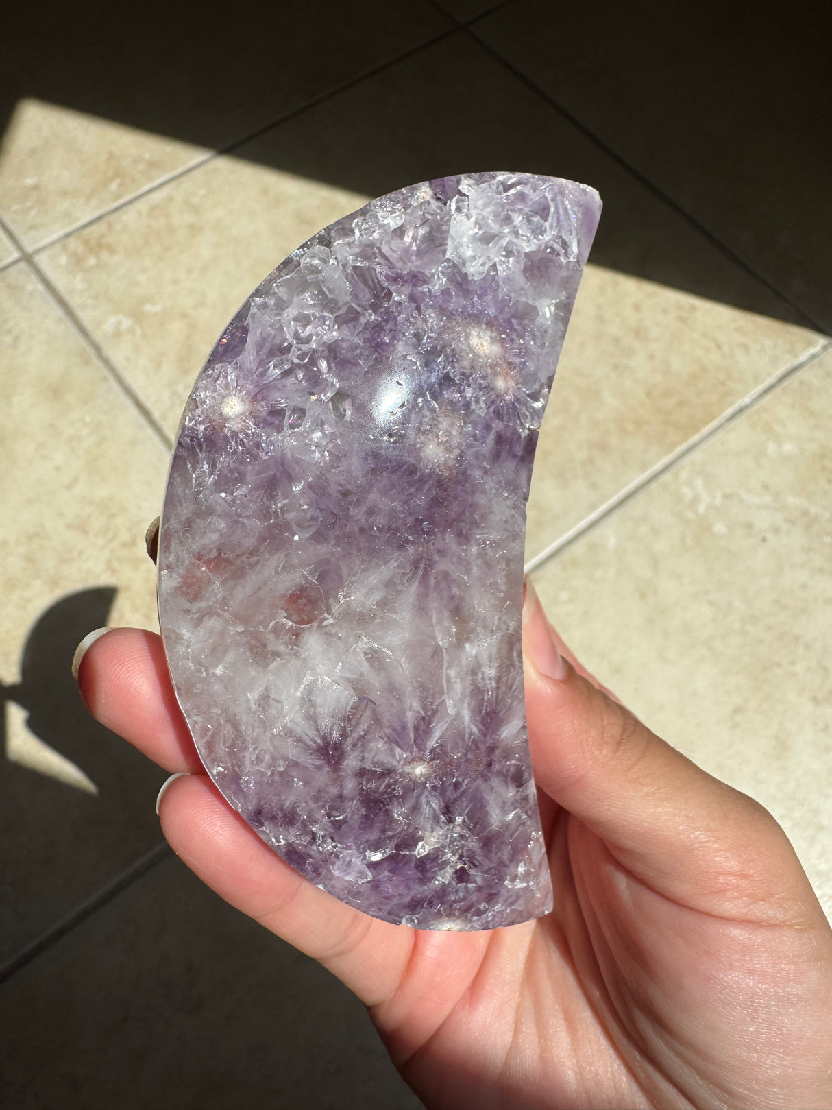 Flower Agate Amethyst Moon