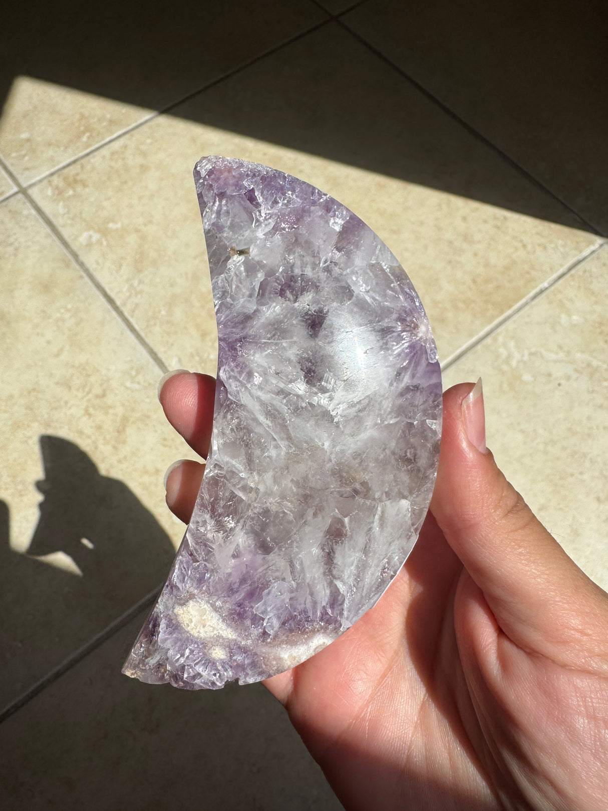 Flower Agate Amethyst Moon