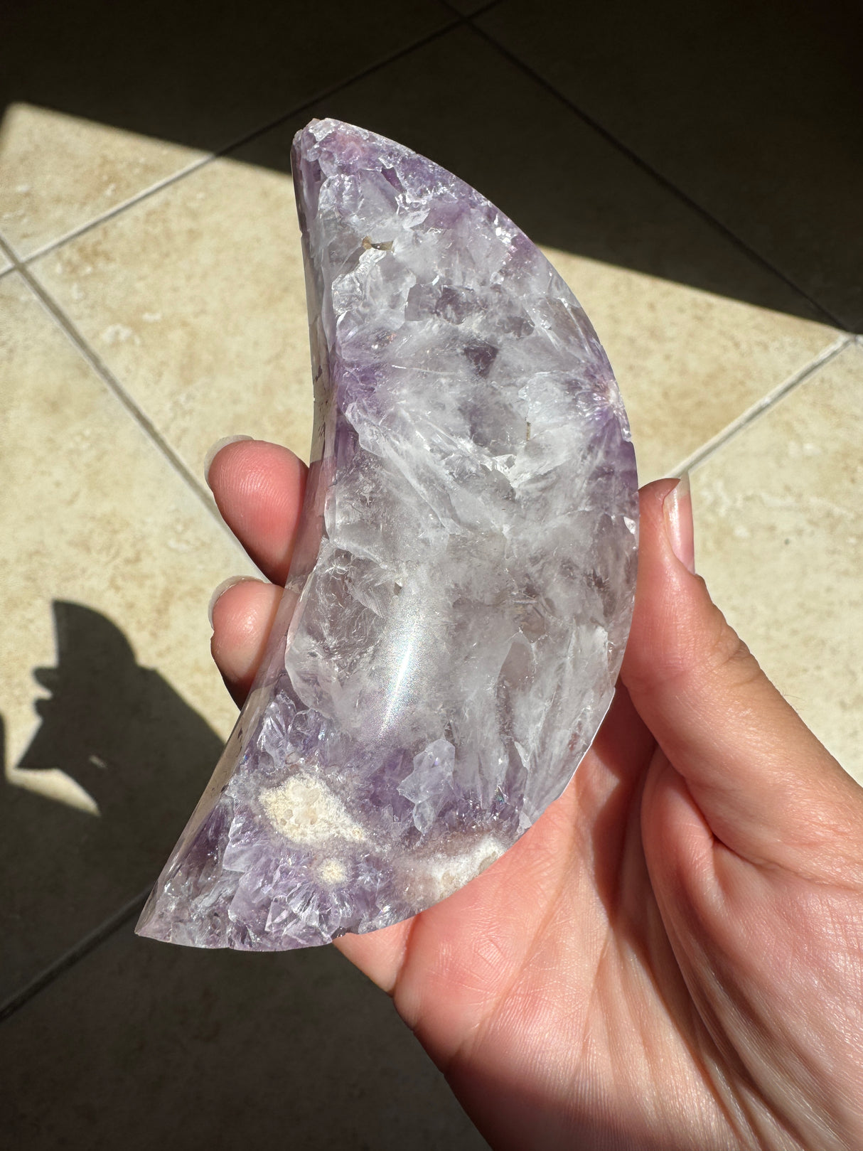 Flower Agate Amethyst Moon
