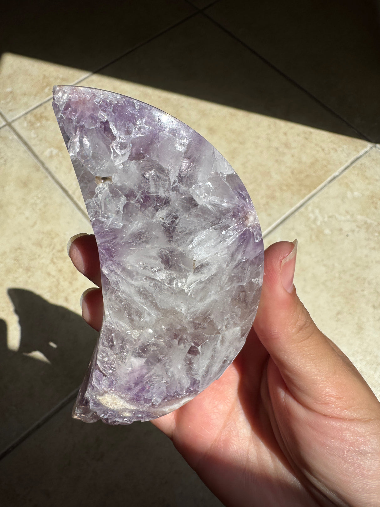 Flower Agate Amethyst Moon