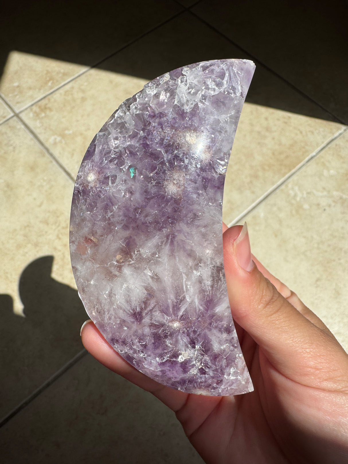 Flower Agate Amethyst Moon