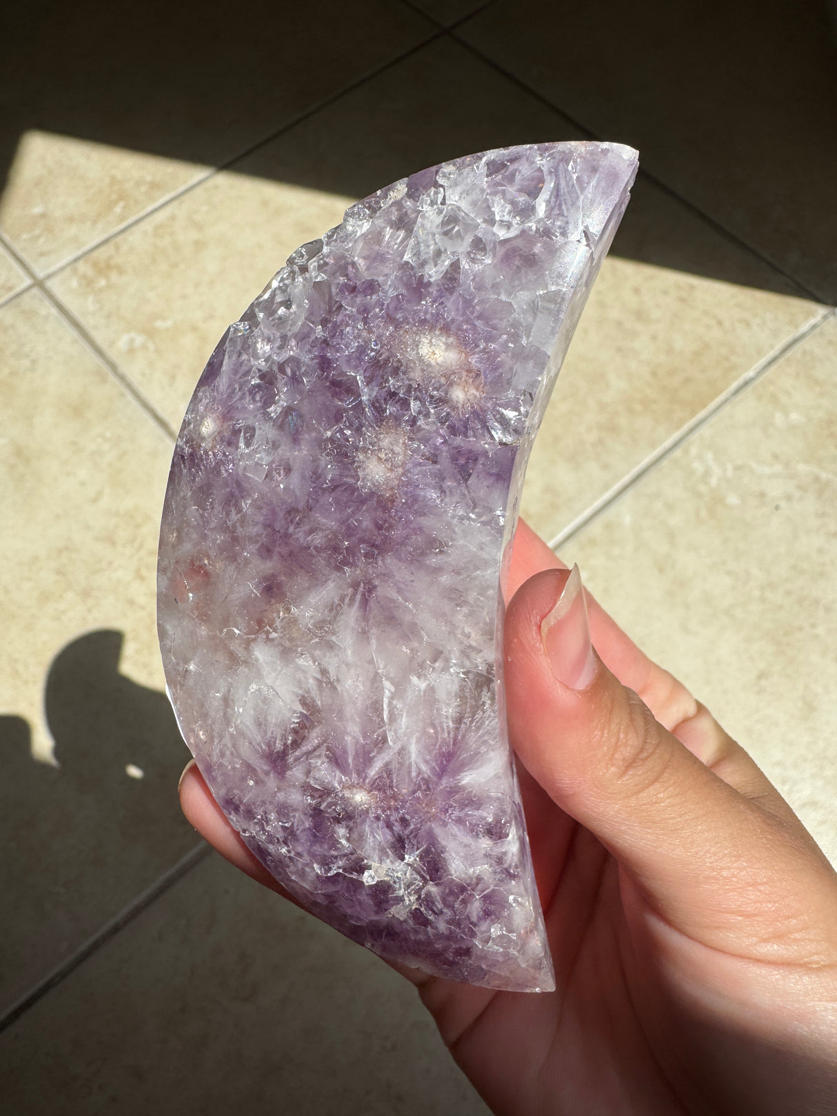 Flower Agate Amethyst Moon