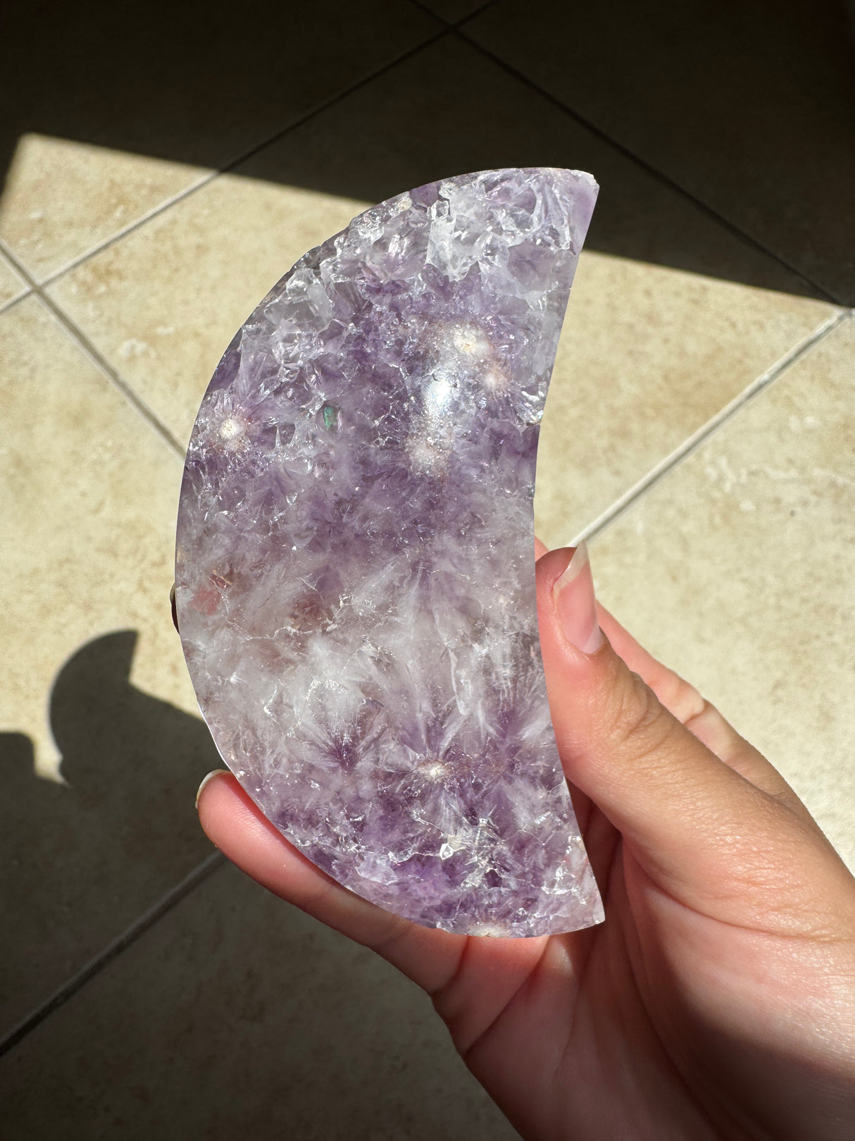 Flower Agate Amethyst Moon