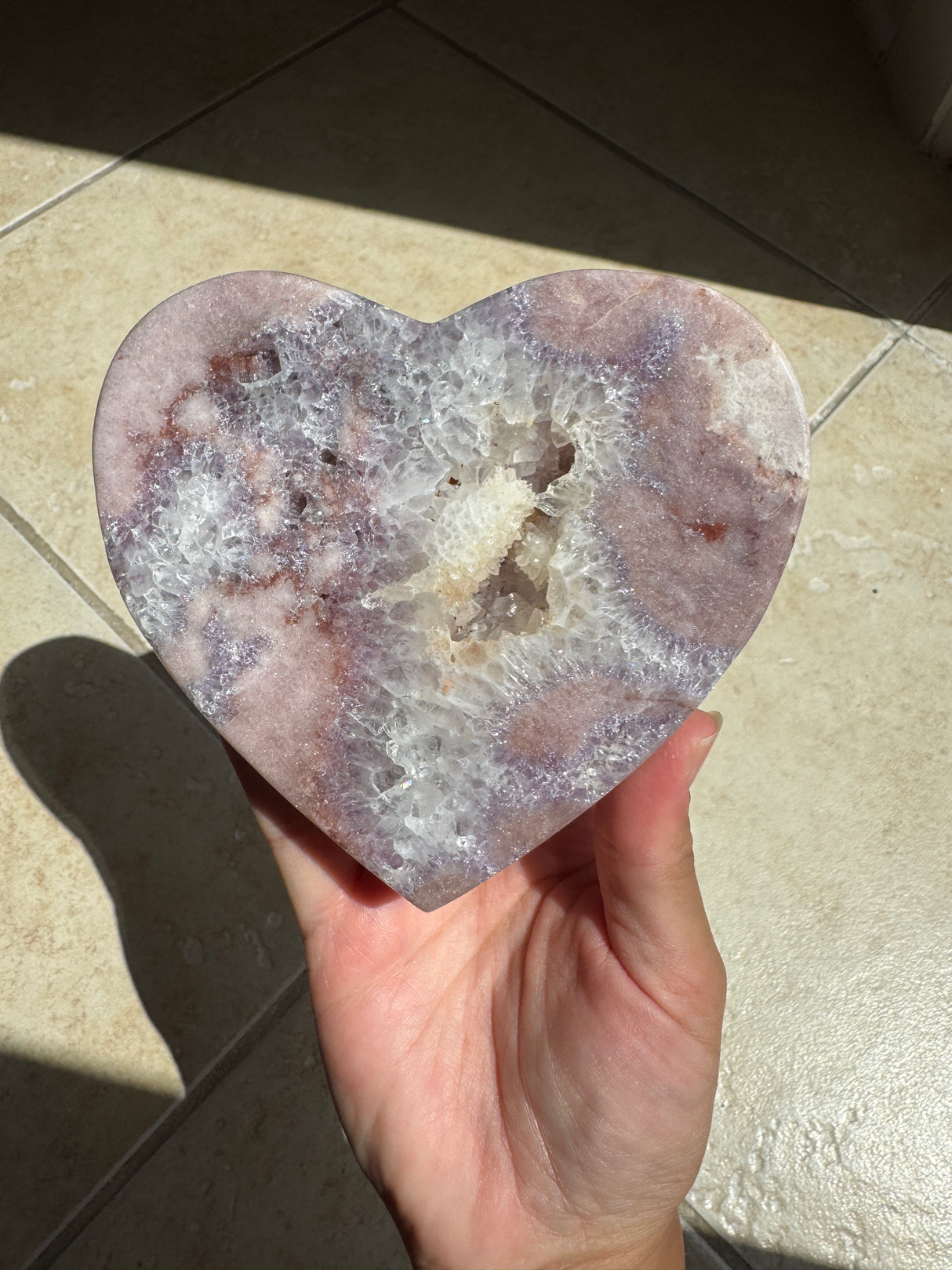 Pink Amethyst Heart with Stand