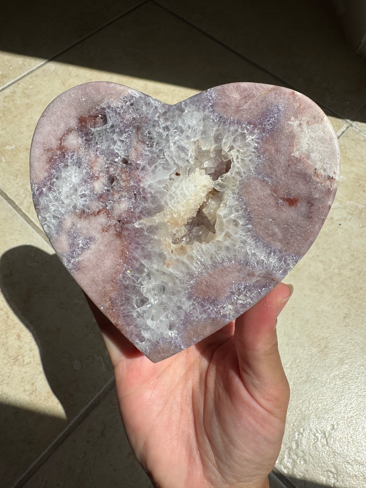 Pink Amethyst Heart with Stand