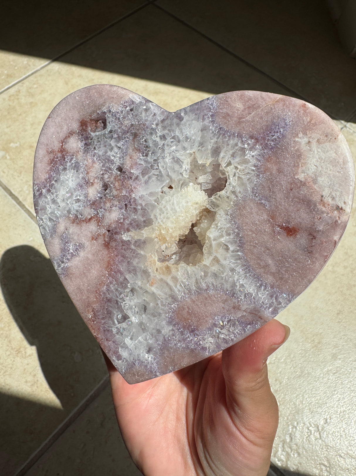 Pink Amethyst Heart with Stand