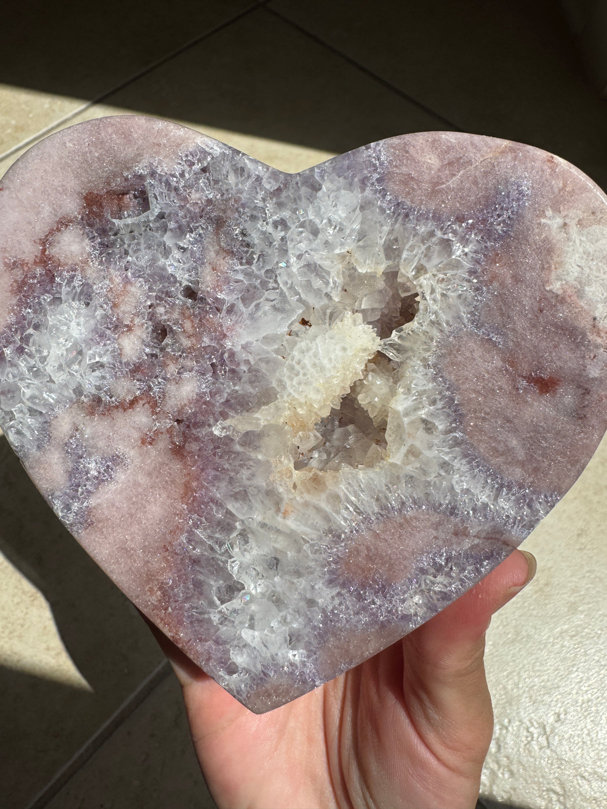Pink Amethyst Heart with Stand