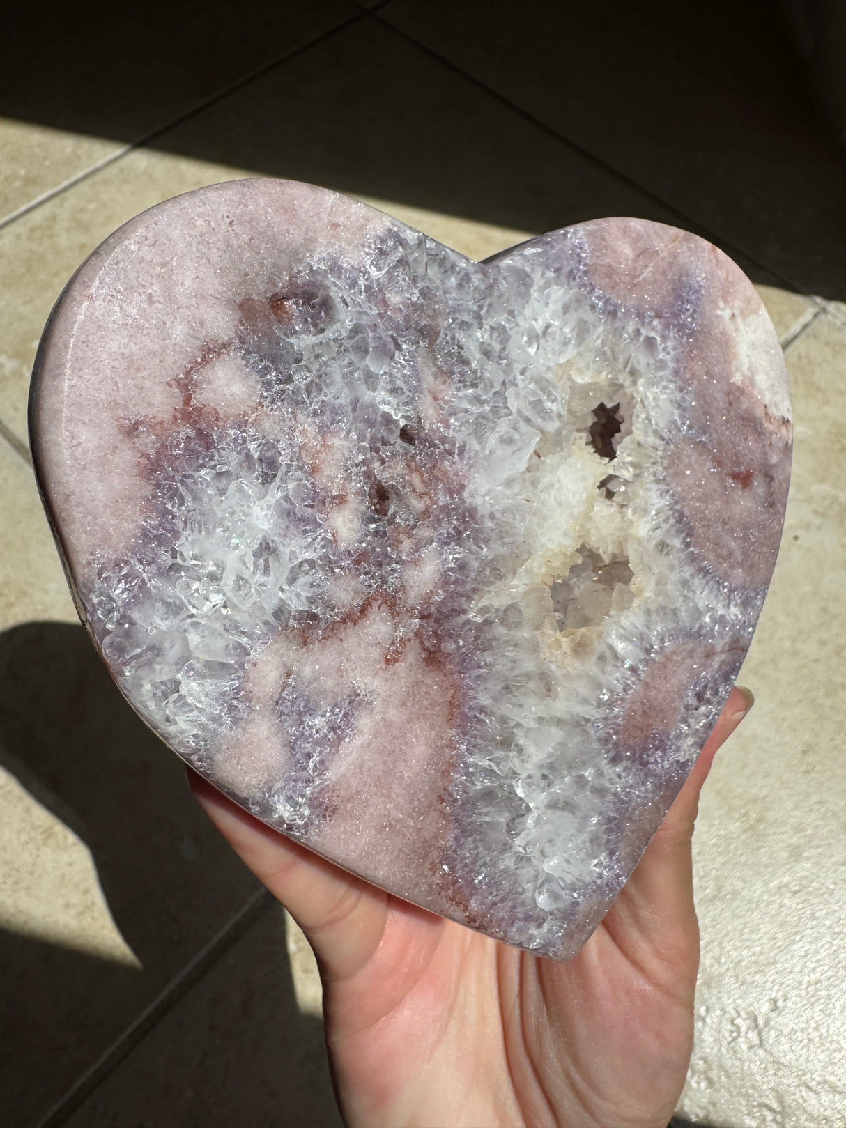 Pink Amethyst Heart with Stand