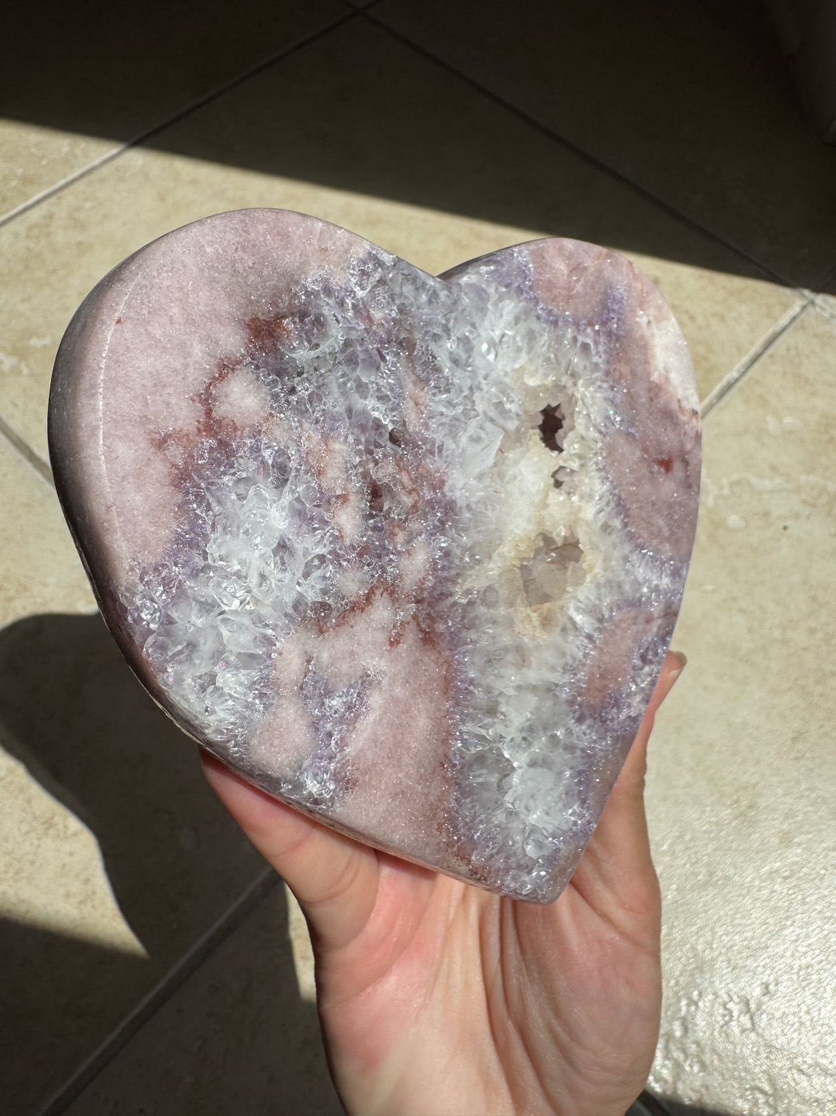 Pink Amethyst Heart with Stand