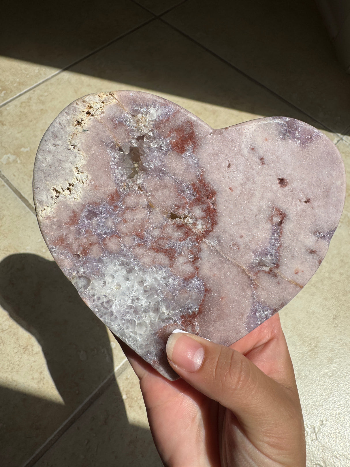 Pink Amethyst Heart with Stand