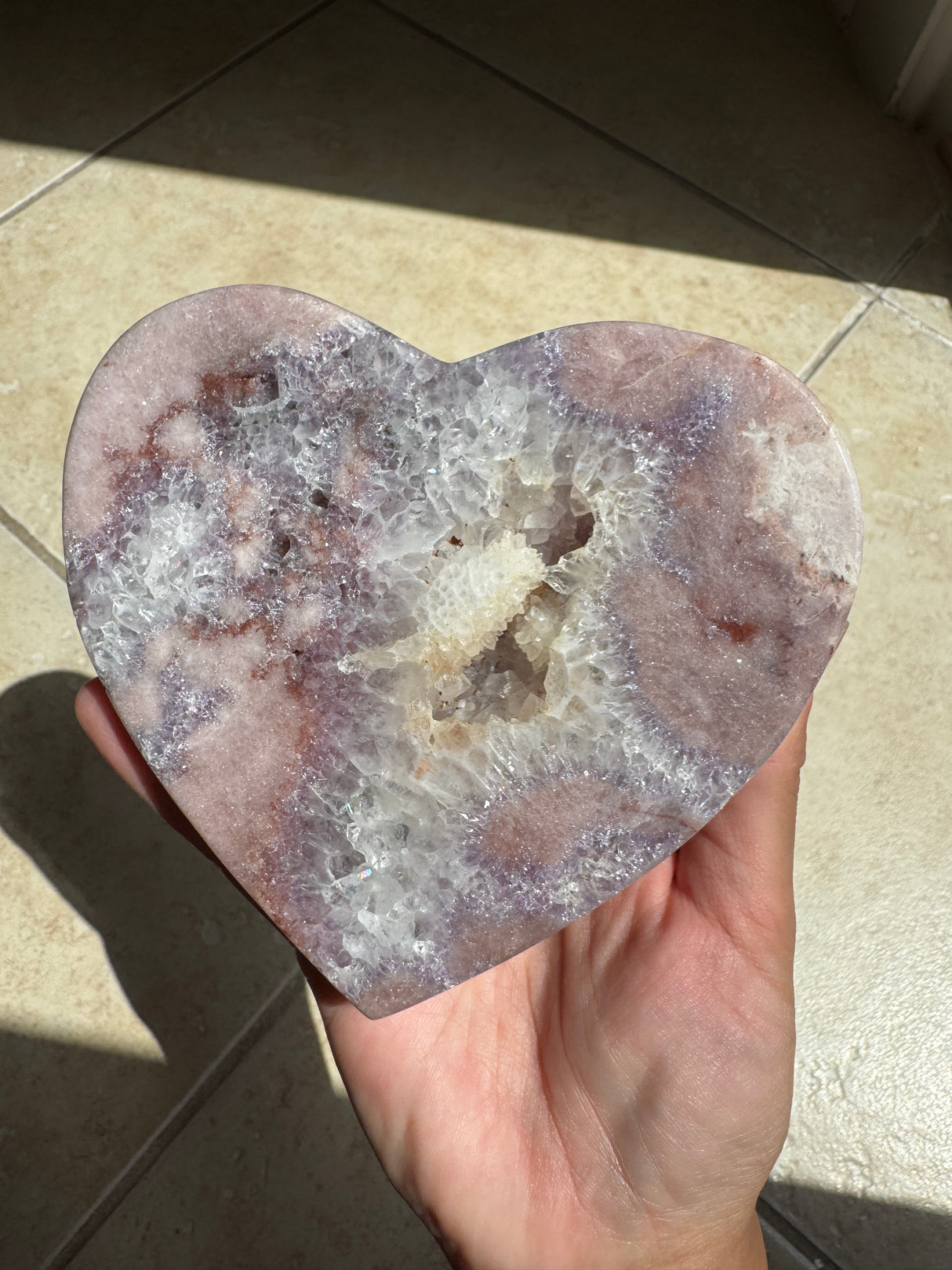 Pink Amethyst Heart with Stand