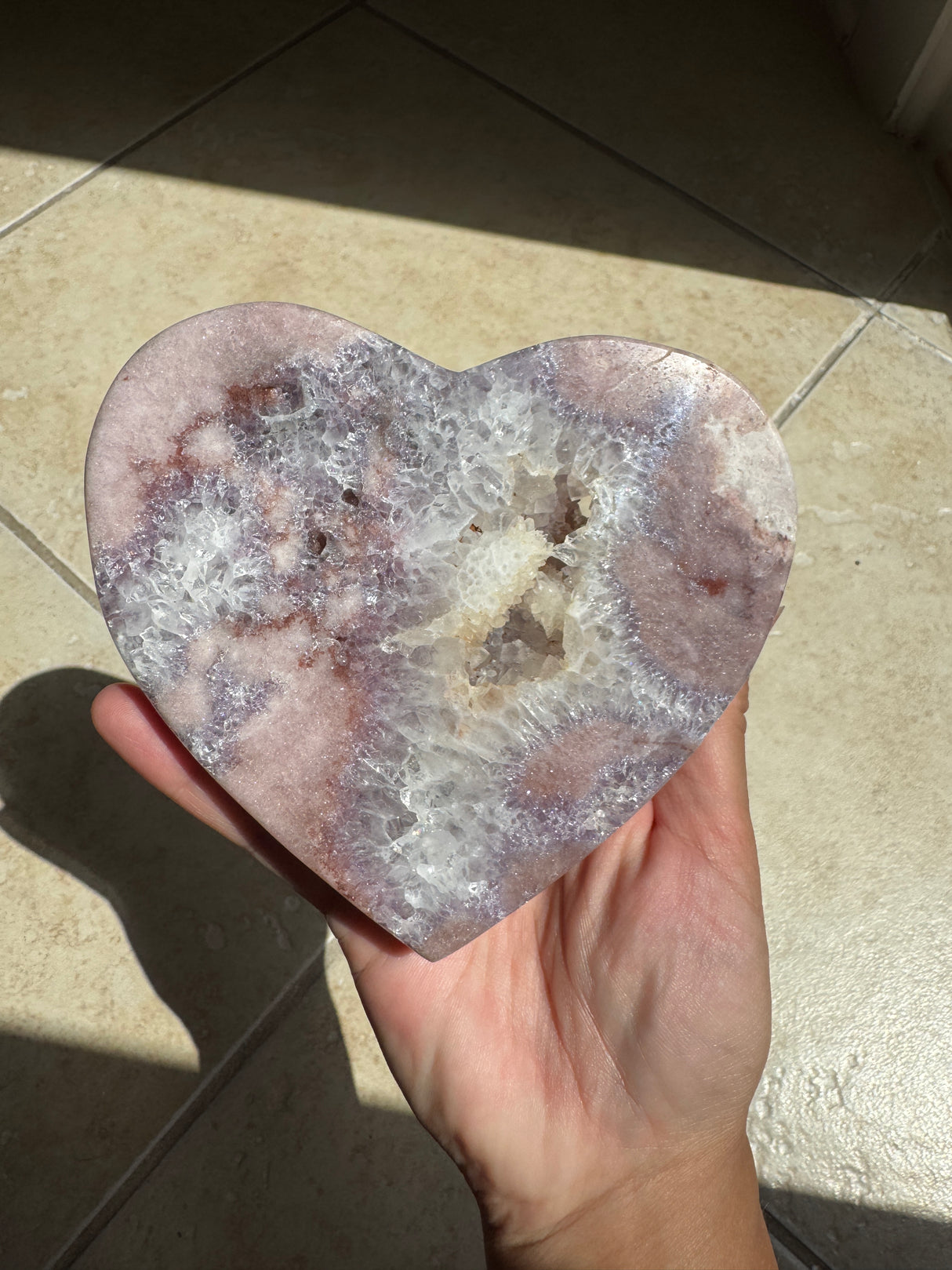 Pink Amethyst Heart with Stand