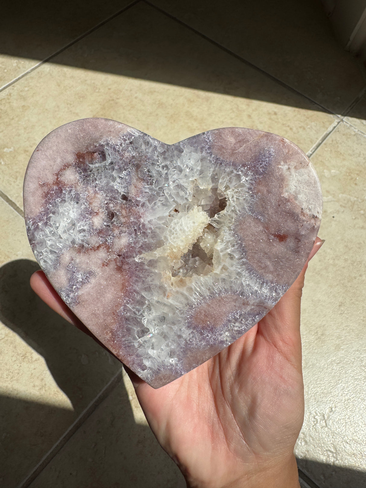 Pink Amethyst Heart with Stand