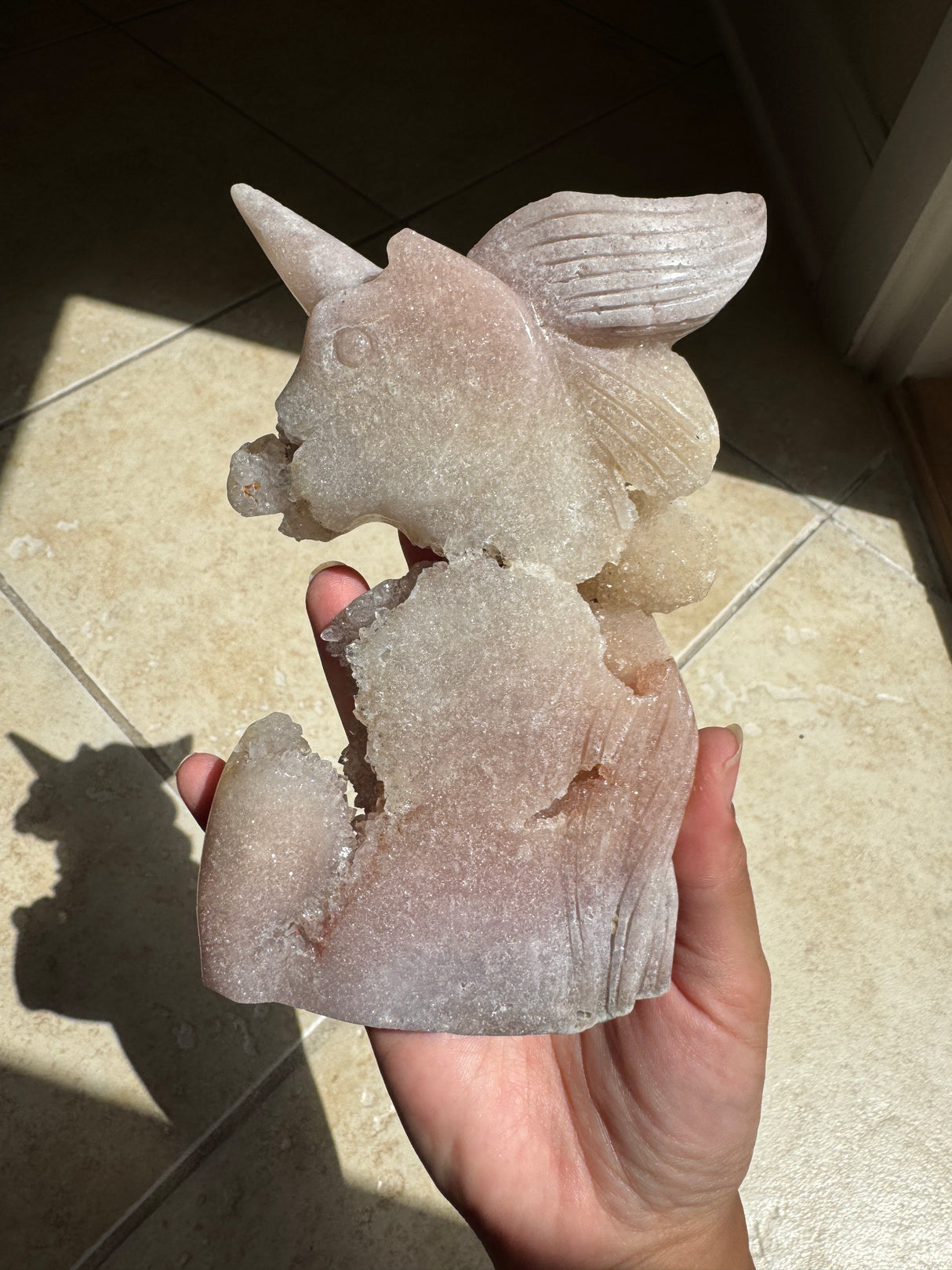 Pastel Druzy Pink Amethyst Unicorn