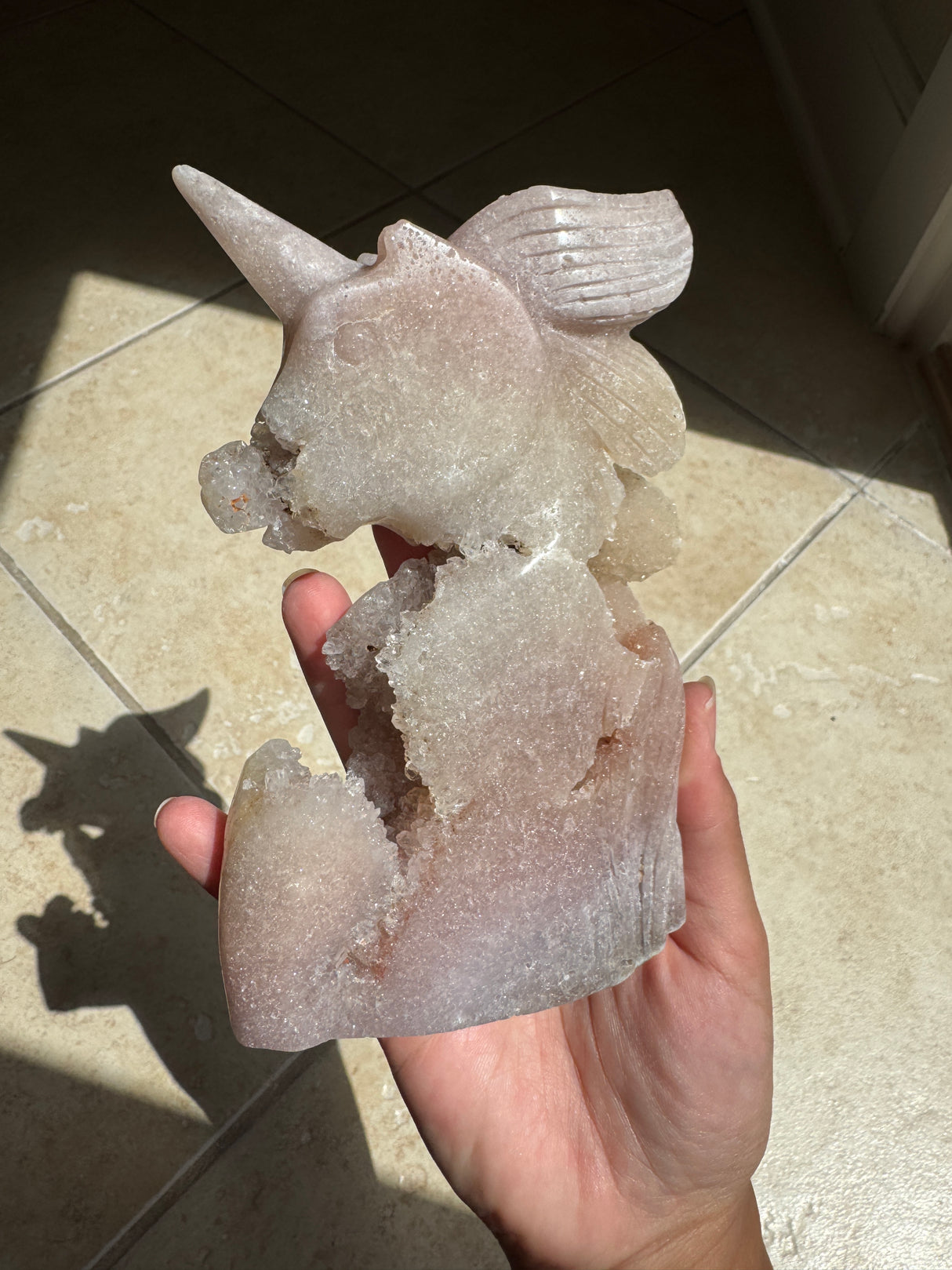 Pastel Druzy Pink Amethyst Unicorn