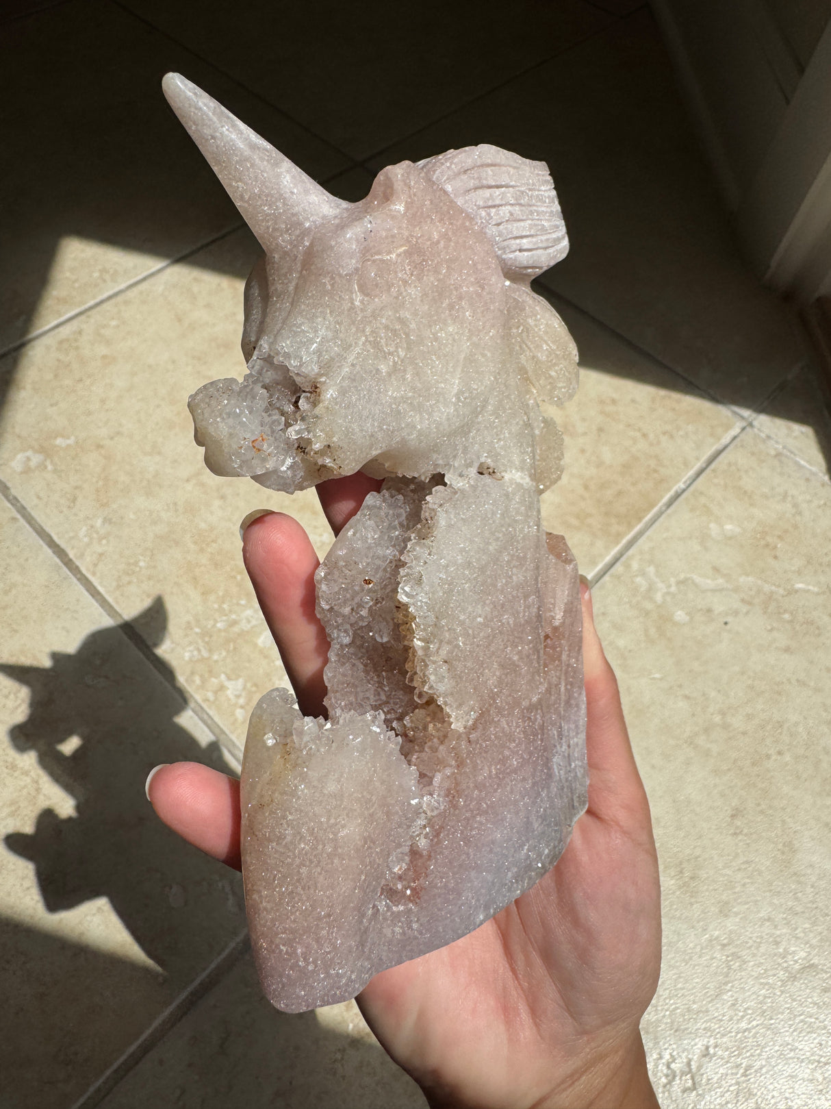 Pastel Druzy Pink Amethyst Unicorn