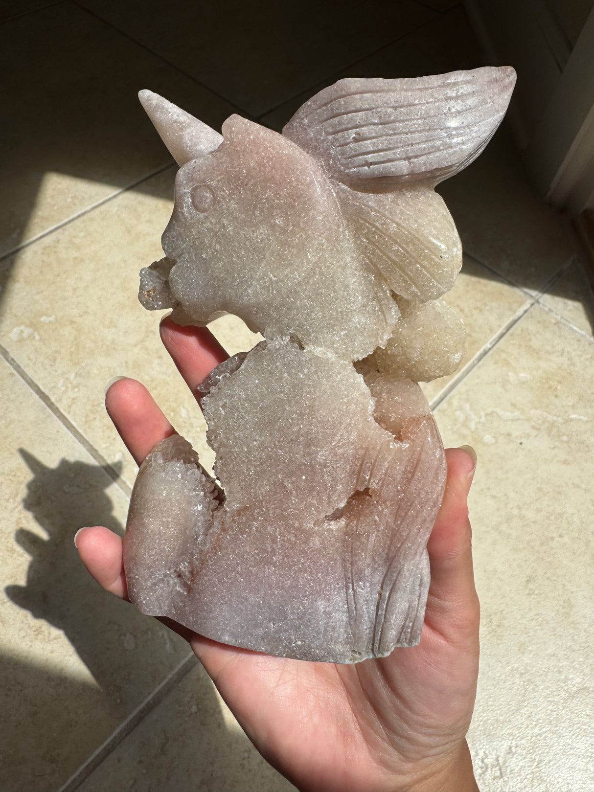 Pastel Druzy Pink Amethyst Unicorn