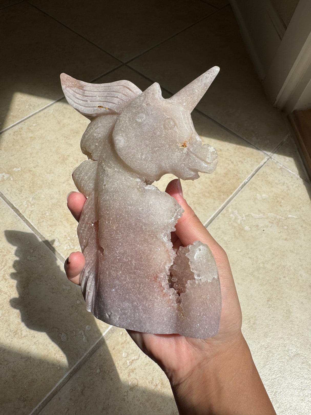 Pastel Druzy Pink Amethyst Unicorn