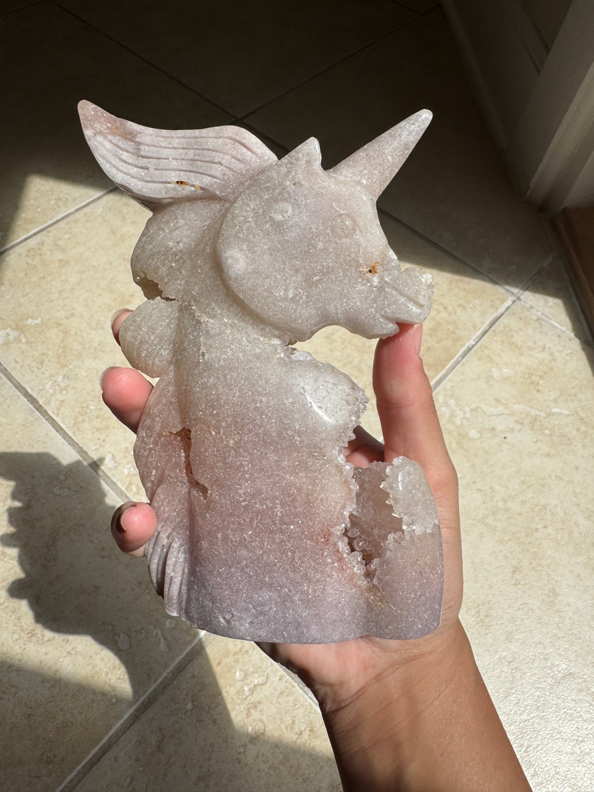 Pastel Druzy Pink Amethyst Unicorn
