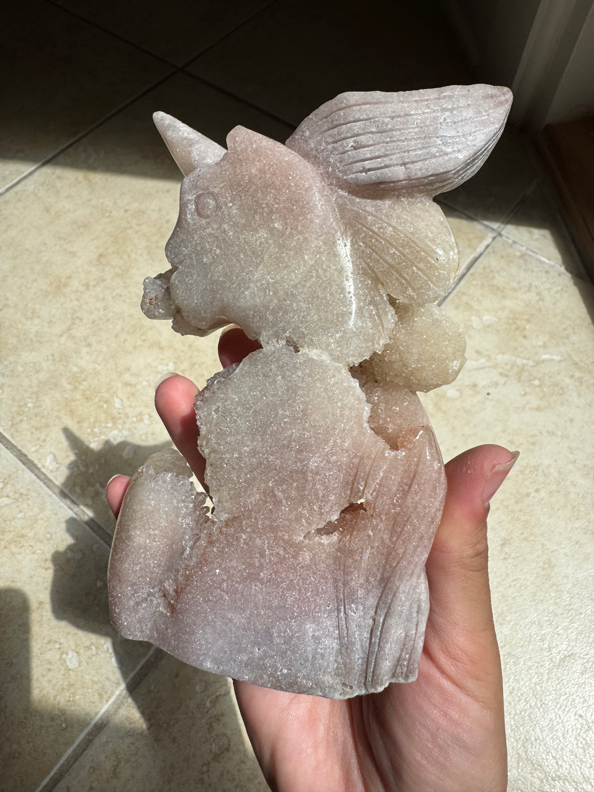 Pastel Druzy Pink Amethyst Unicorn