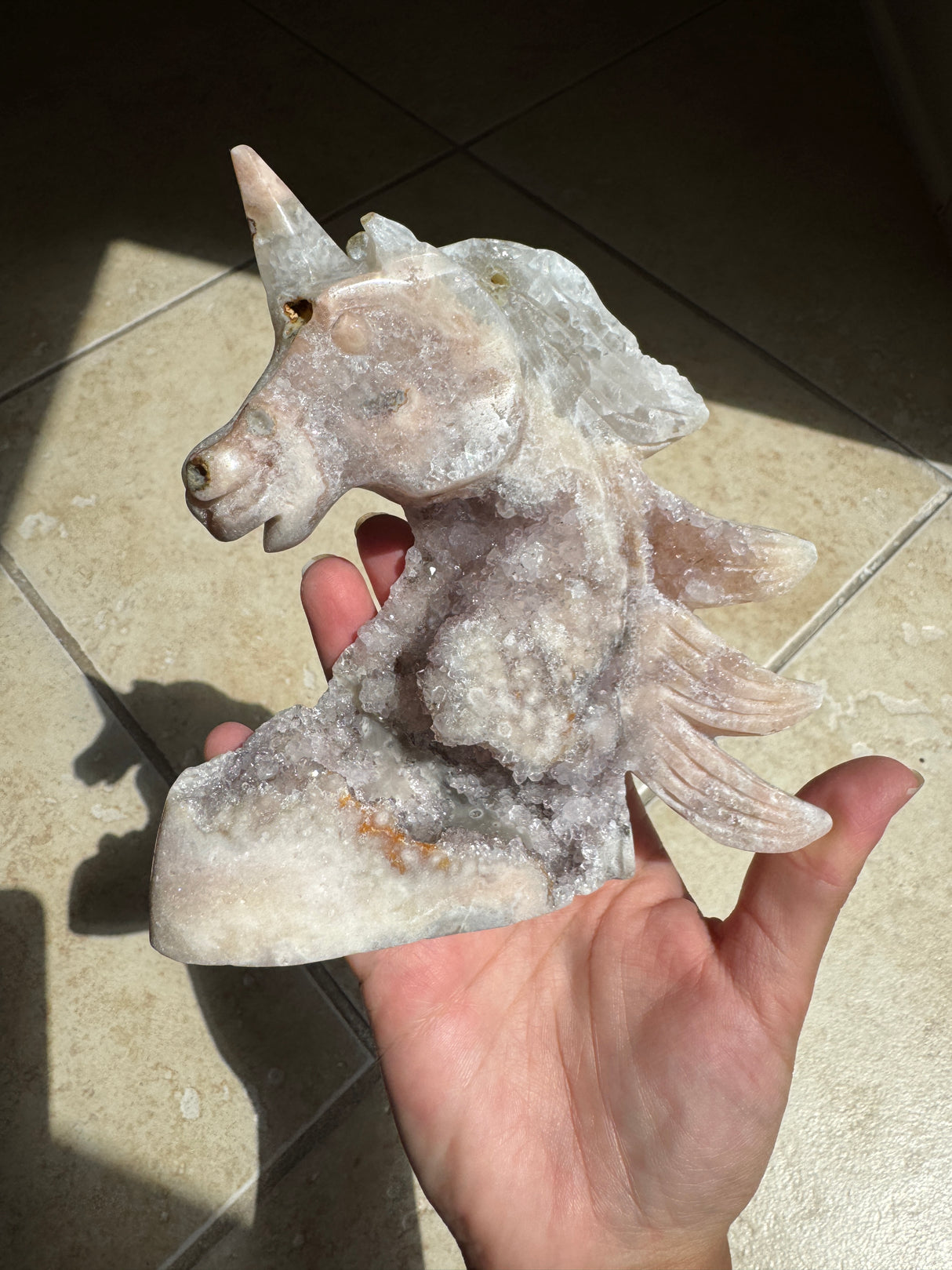 Druzy Pink Amethyst Unicorn